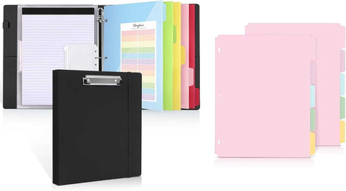 SKYDUE 2 Sets Binder Dividers with Tabs & 3 Ring Binder with Clipboard Kit Bundle Sales