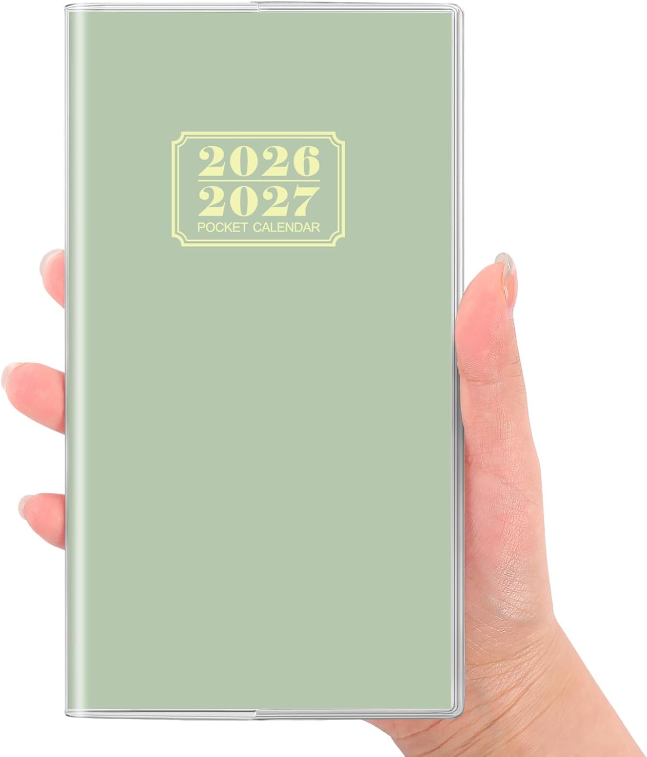 SKYDUE Pocket Calendar 2026-2027, Monthly Planner Jan 2026- Dec 2027 for Purse, 6.7" x 3.7" 2 Year Small Pocket Planner, Compact Design with Plastic Sleeve Blue