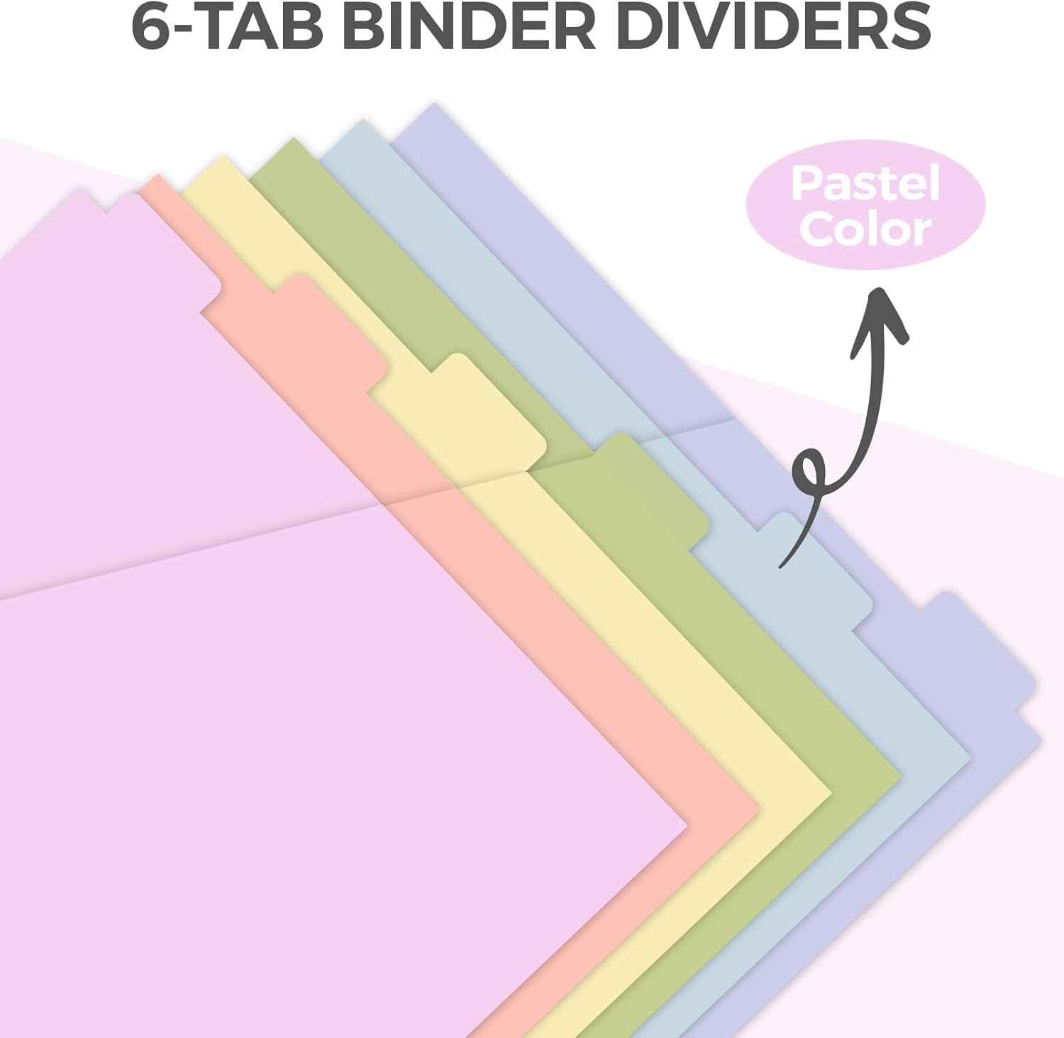 SKYDUE Binder Dividers with Tabs and Pockets, 6 Tabs Dividers for 3 Ring Binder, Tear-Resistant Plastic Binder Dividers for School, Office, Home