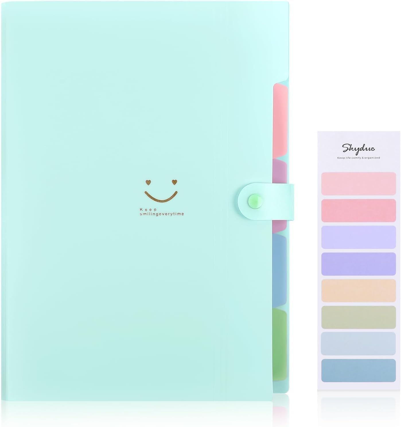 SKYDUE Expanding File Folder with 5 Pockets, Cute Accordion File Organizer, Letter Size Filing Folder, Letter Size Folders for Documents, School Office Supplies Marble Pink