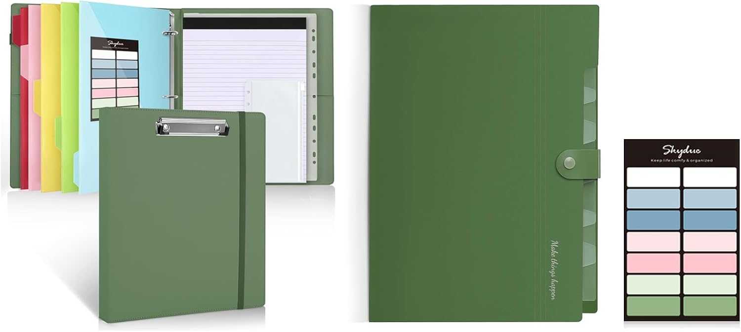 SKYDUE 3 Ring Binder with Clipboard,1 Inch Binder & Expanding File Folders with 8 Pockets, Accordion File Organizer with Labels, Portable Paper Bill Receipt Organizer