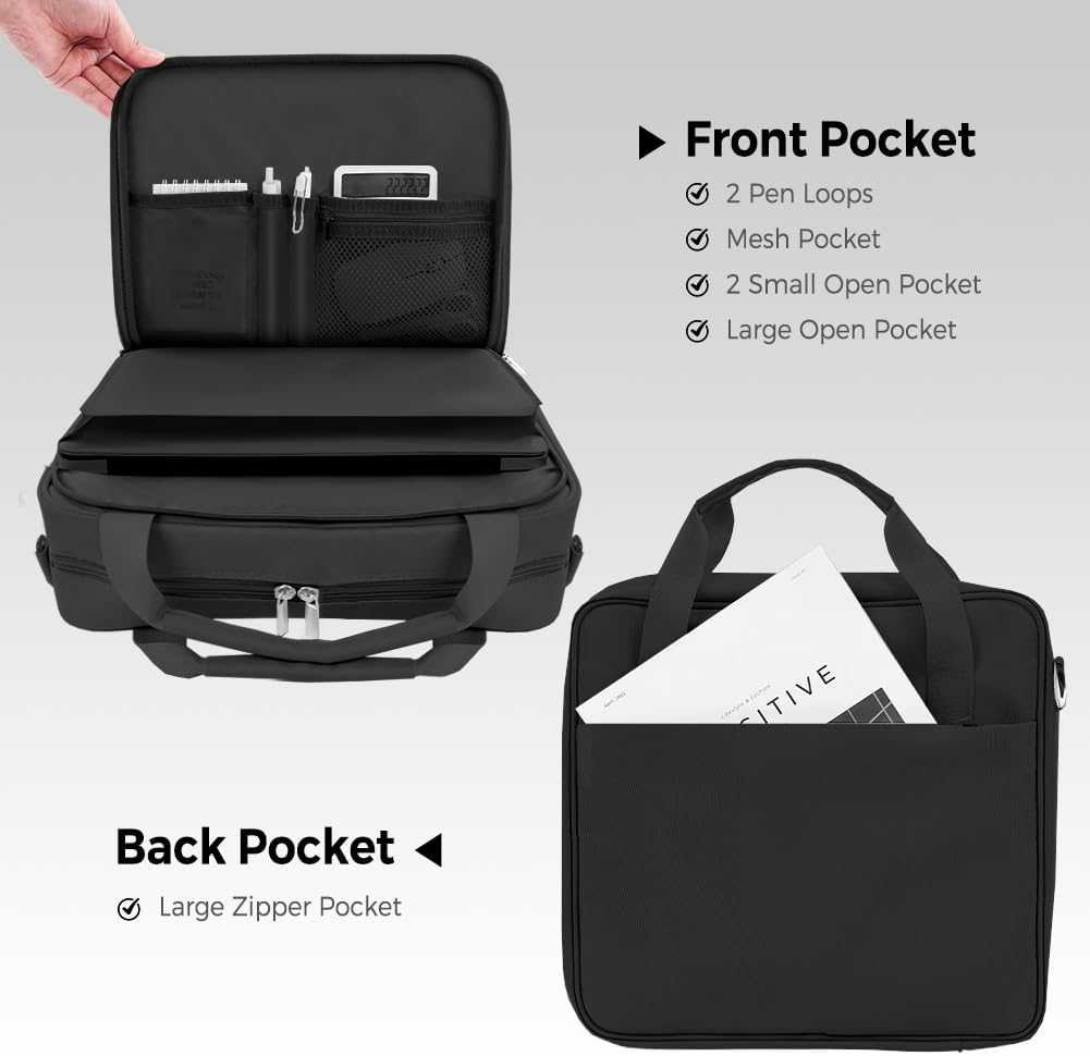 SKYDUE Zipper Binder 2 Inch O-Ring School Binder, Oxford Fabric School Organizer Holds 400+ Sheets, Fits 13.3" Laptop, Water-Resistant, Handle & Shoulder Strap, 14"x13" – Black