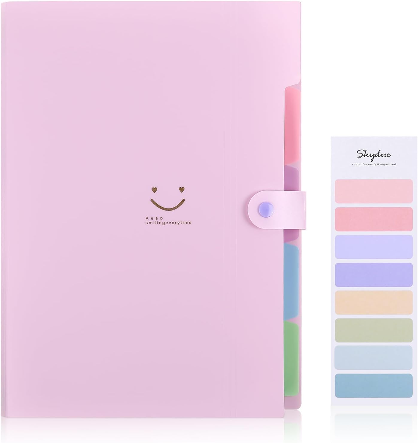 SKYDUE Expanding File Folder with 5 Pockets, Cute Accordion File Organizer, Letter Size Filing Folder, Letter Size Folders for Documents, School Office Supplies Marble Pink