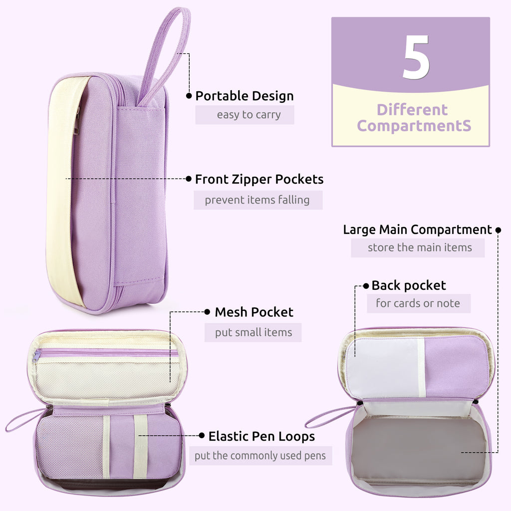 SKYDUE Large Pencil Case, Aesthetic Pencil Pouch for School & Office, Special Pencil Bag with Multiple Compartments for Teen Adults Girls
