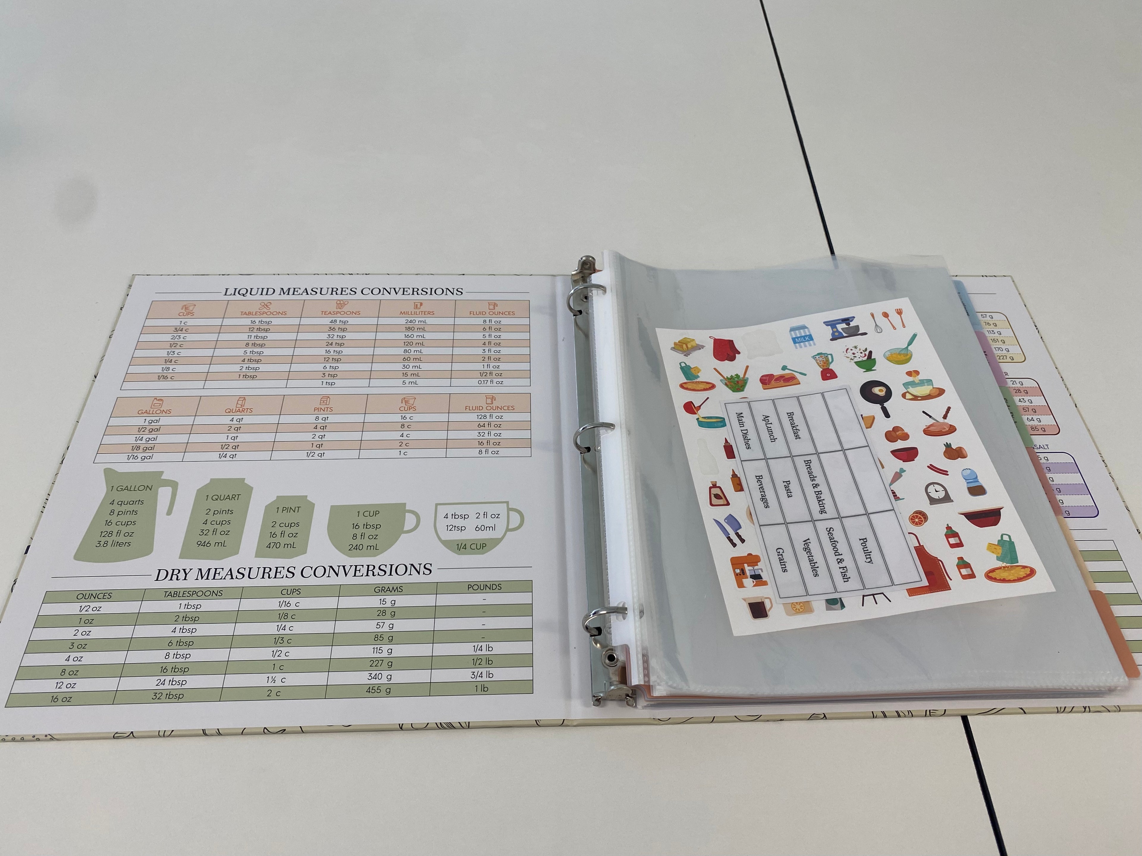 Recipe Binder 8.5x11 3 Ring, Recipe Book to Write in Your own Recipes, Recipe Binder with 60 Plastic Sleeves, 12 Dividers, 60 Blank Recipe Cards, Labels & Stickers, Family Recipe Organizer