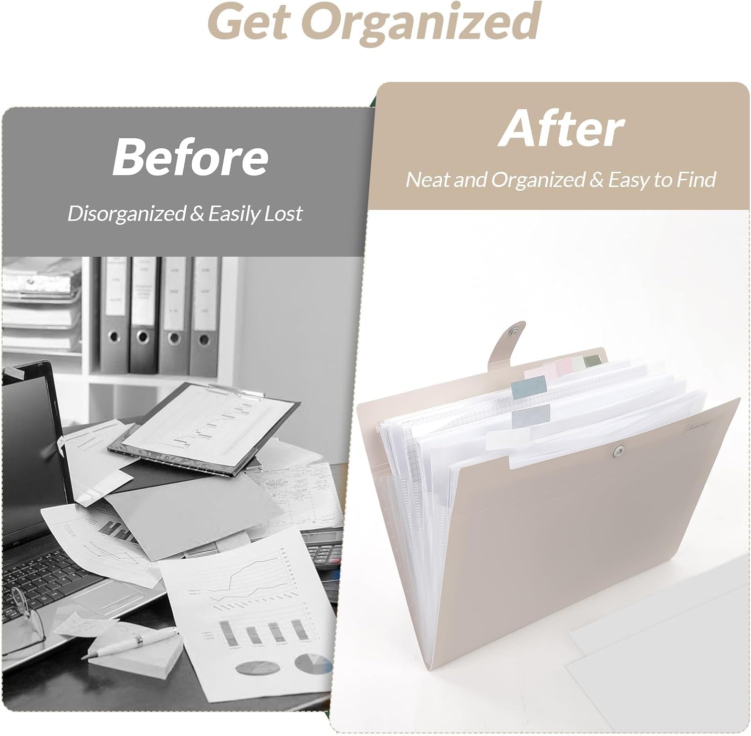 SKYDUE Expanding File Organizer with 8 Pockets, Accordion File Folders with Labels, Portable Document Paper Bill Receipt Organizer, Home College School Office Supplies, Letter Size, Blue