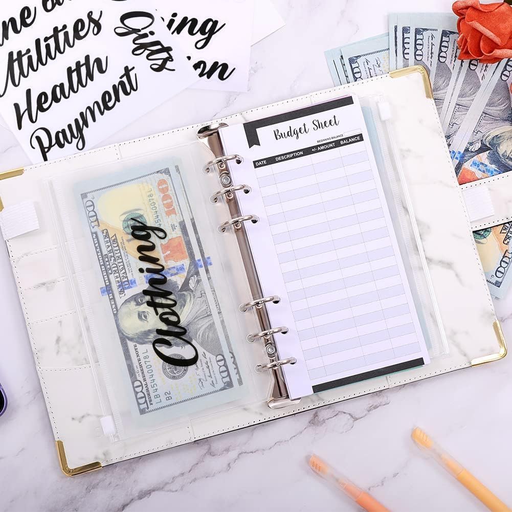 SKYDUE Budget Binder, Money Saving Binder with Zipper Envelopes, Cash Envelopes and Expense Budget Sheets for Budgeting