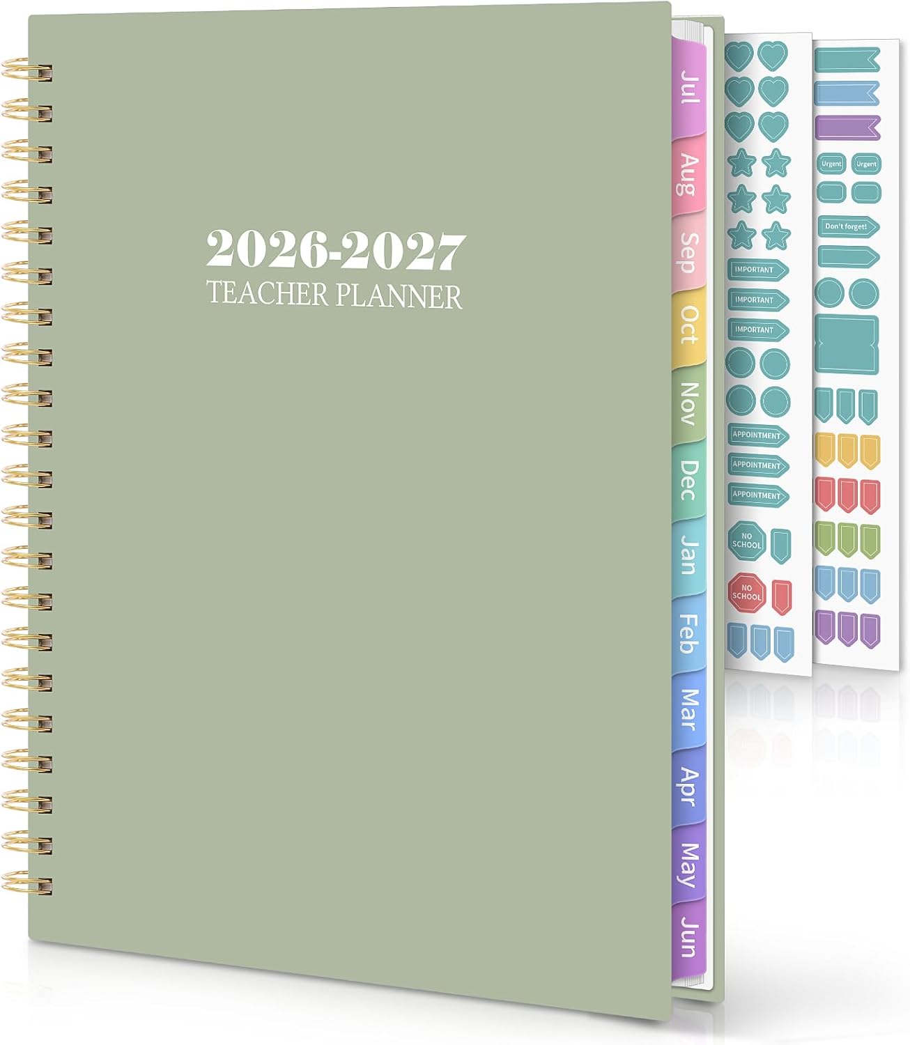 SKYDUE Teacher Planner 2026-2027 Academic Year, 8.5" x 11" Teacher Lesson Planner with Monthly Tabs & Stickers, Lesson Plan Book 26-27, Floral