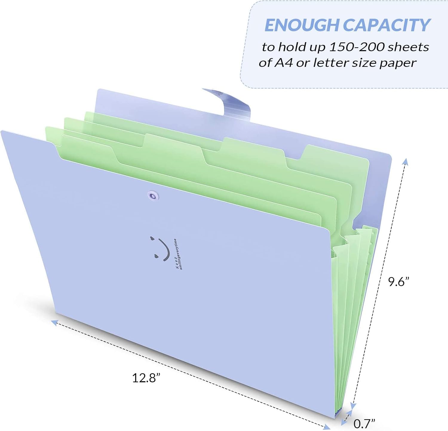 SKYDUE Expanding File Folders with 5 Pockets, Accordion File Organizer with 32 Labels, Portable Document Paper Organizer, Filing Folders, Letter / A4 Size, Pack of 4