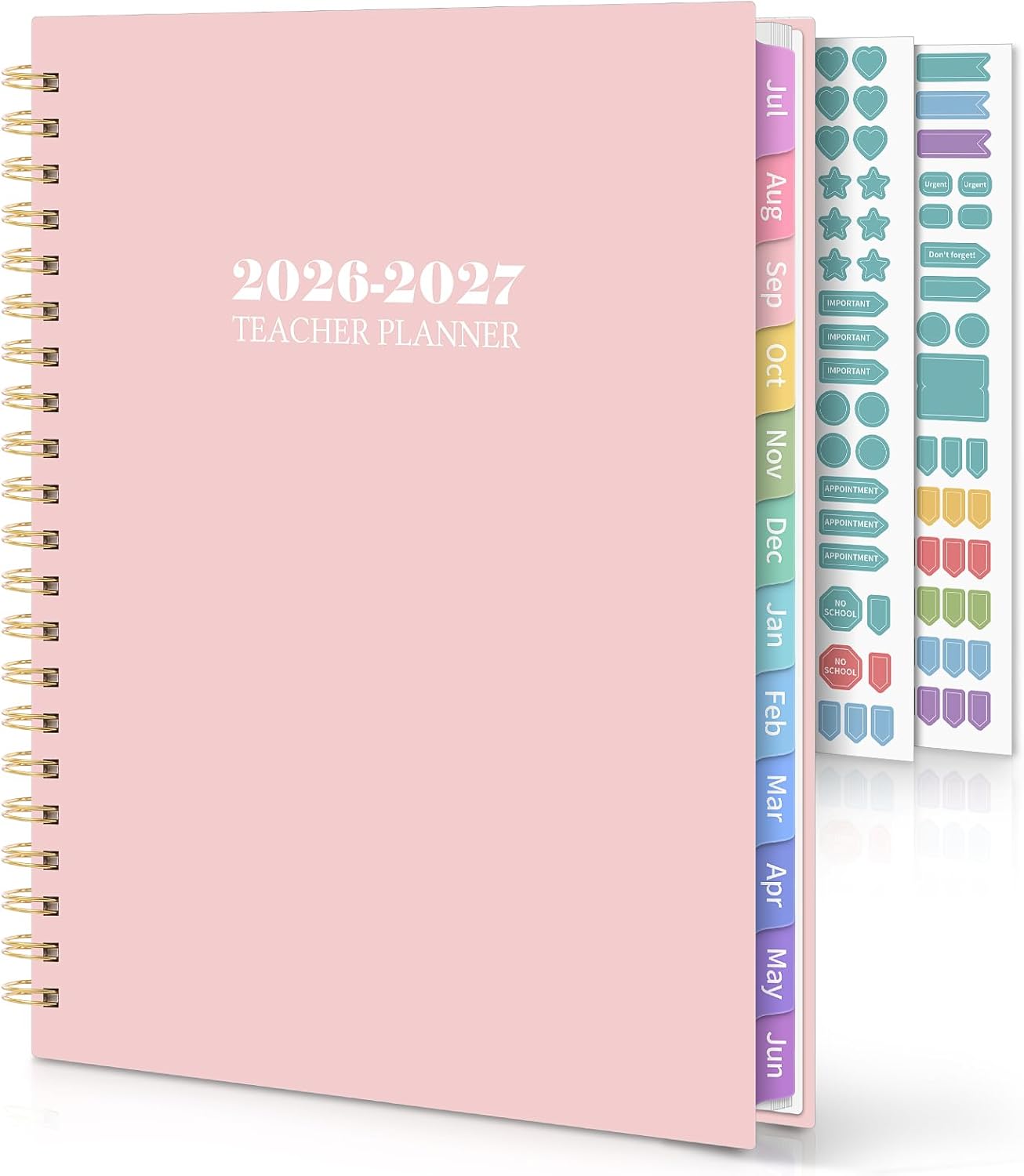 SKYDUE Teacher Planner 2026-2027 Academic Year, 8.5" x 11" Teacher Lesson Planner with Monthly Tabs & Stickers, Lesson Plan Book 26-27, Floral