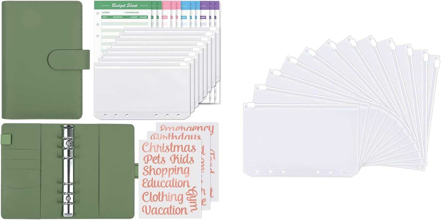 SKYDUE 12PCS Binder Pockets and A6 PU Leather Budget Binder Bundle SalesSKYDUE 12PCS Binder Pockets, A6 Budget Binder