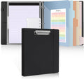 SKYDUE Clipboard Binder with Refillable Notepad, PU Clipboard Folder Includes 5 Dividers with 10 Pockets, Labels, 3 Ring Binder 1 Inch for School Office (Fit Letter Sized Paper),Olivegreen