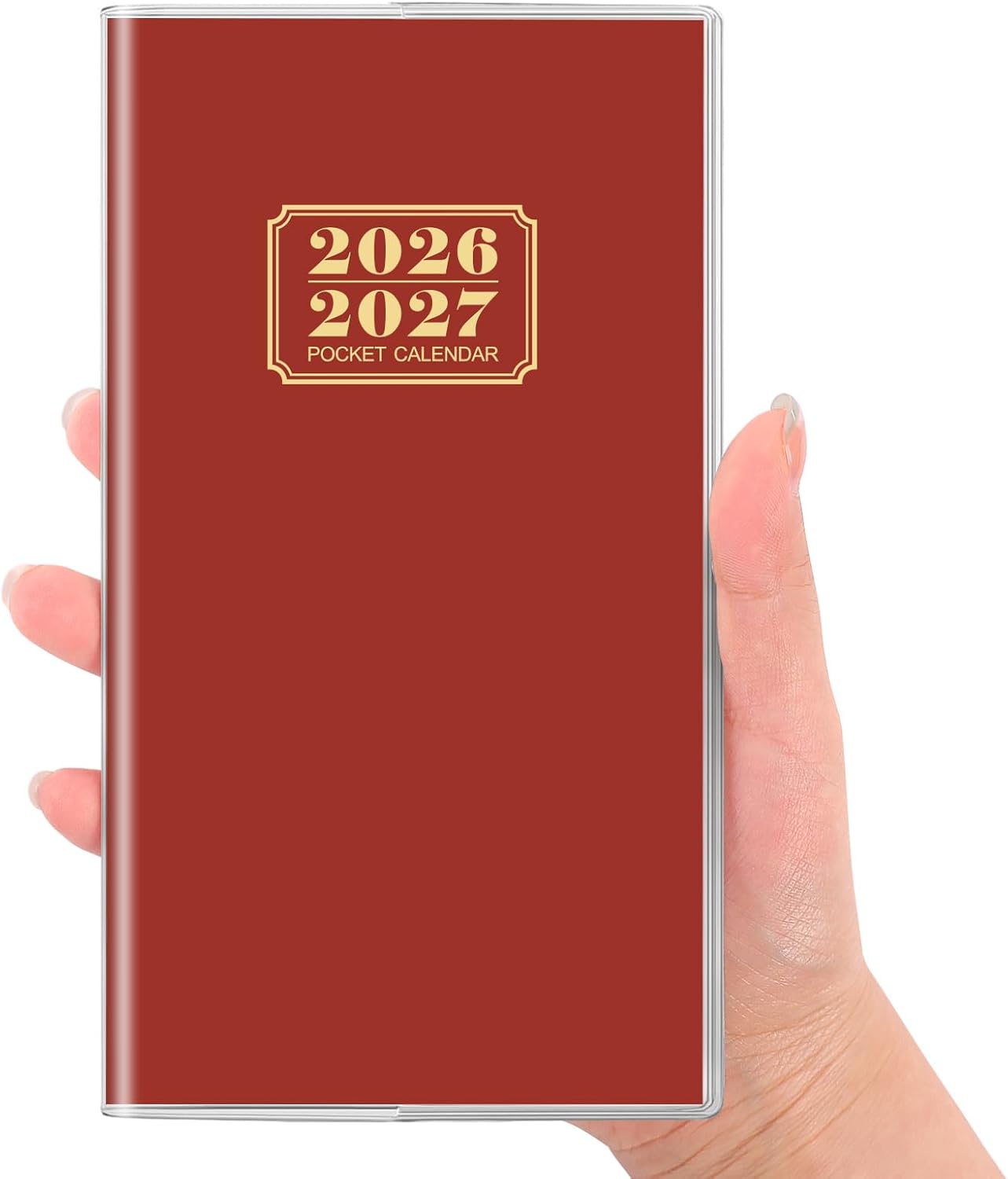SKYDUE Pocket Calendar 2026-2027, Monthly Planner Jan 2026- Dec 2027 for Purse, 6.7" x 3.7" 2 Year Small Pocket Planner, Compact Design with Plastic Sleeve Blue