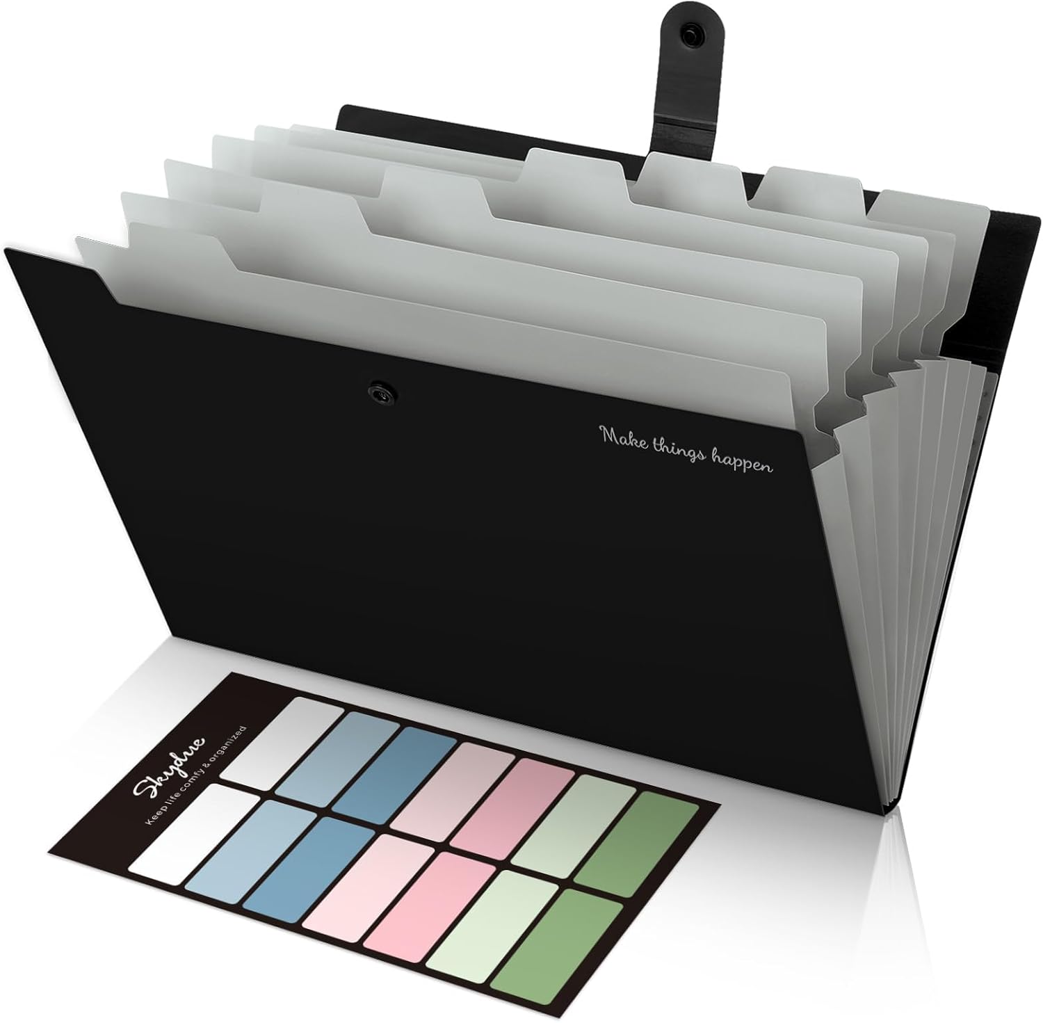 SKYDUE Expanding File Organizer with 8 Pockets, Accordion File Folders with Labels, Portable Document Paper Bill Receipt Organizer, Home College School Office Supplies, Letter Size, Blue