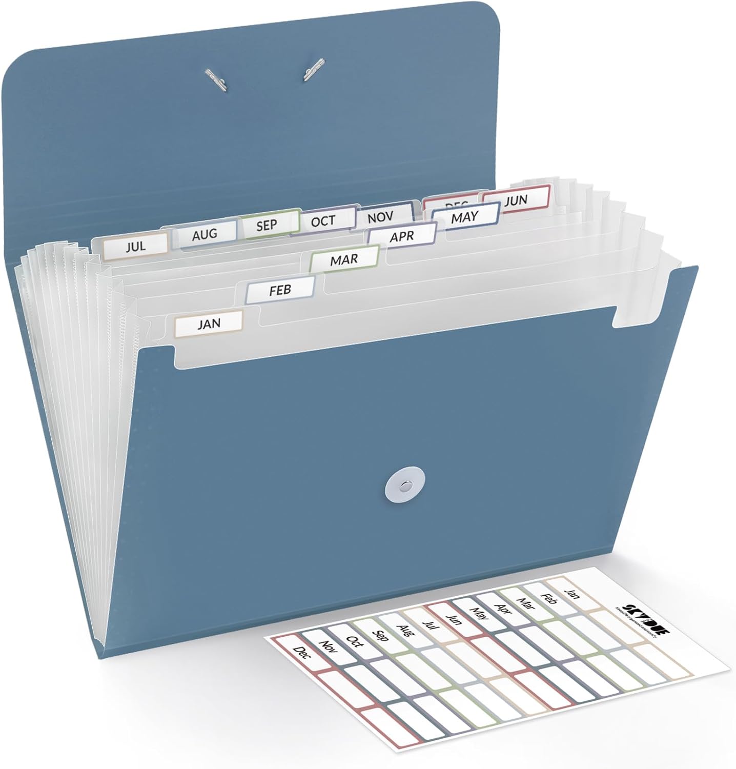 SKYDUE Expanding File Folder, Accordion File Organizer with 13 Pockets for A4/Letter Sized Paper, Accordion Folder with Labels - Document Receipt Organizer for Office, School, Home