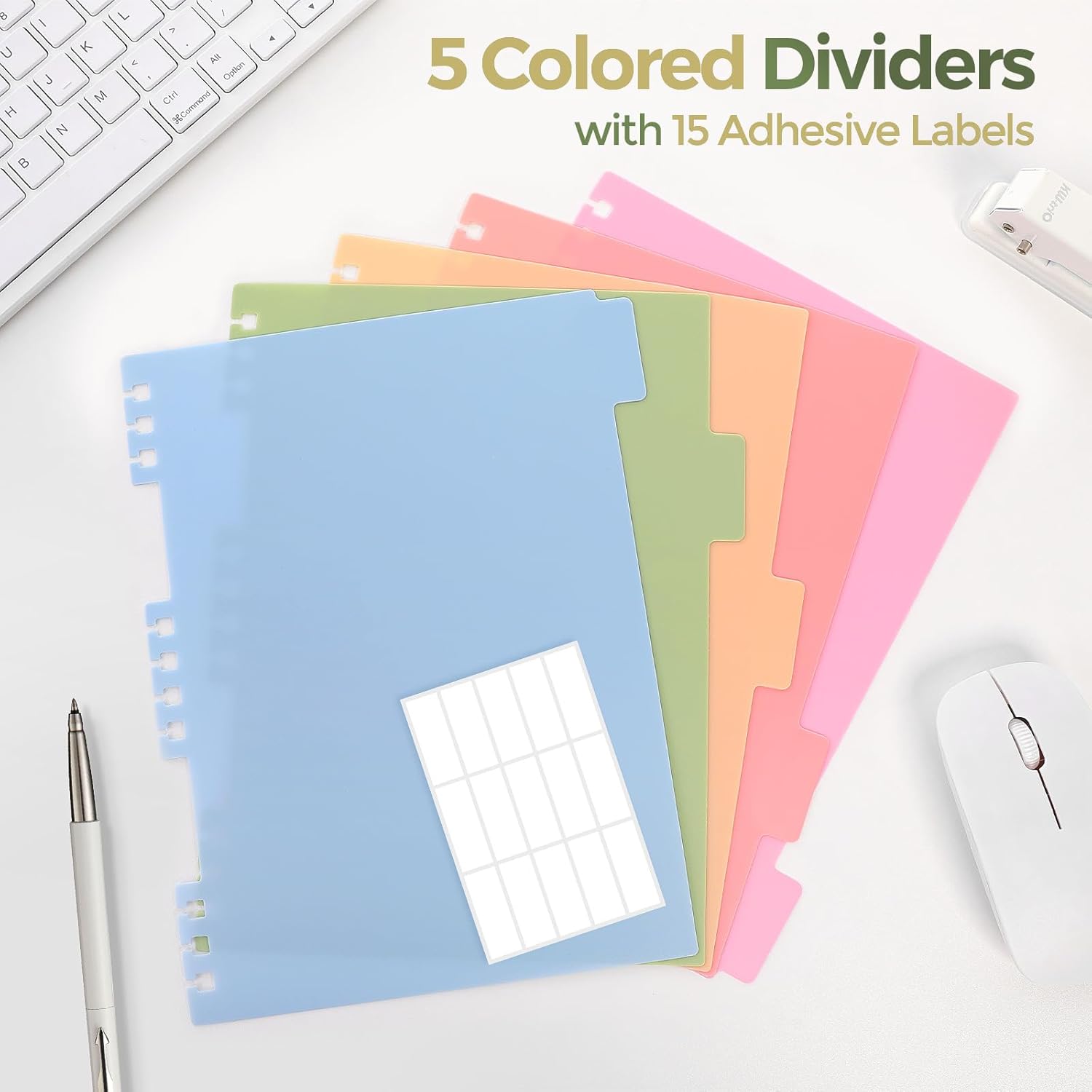 SKYDUE Hardcover Spiral Notebook, 300 Pages 8" x 10" College Ruled Notebook for Work with Dividers & Pockets, 5 Subject Notebook Journals for Women, Double Wire Bound, Tab Stickers Included, Pink