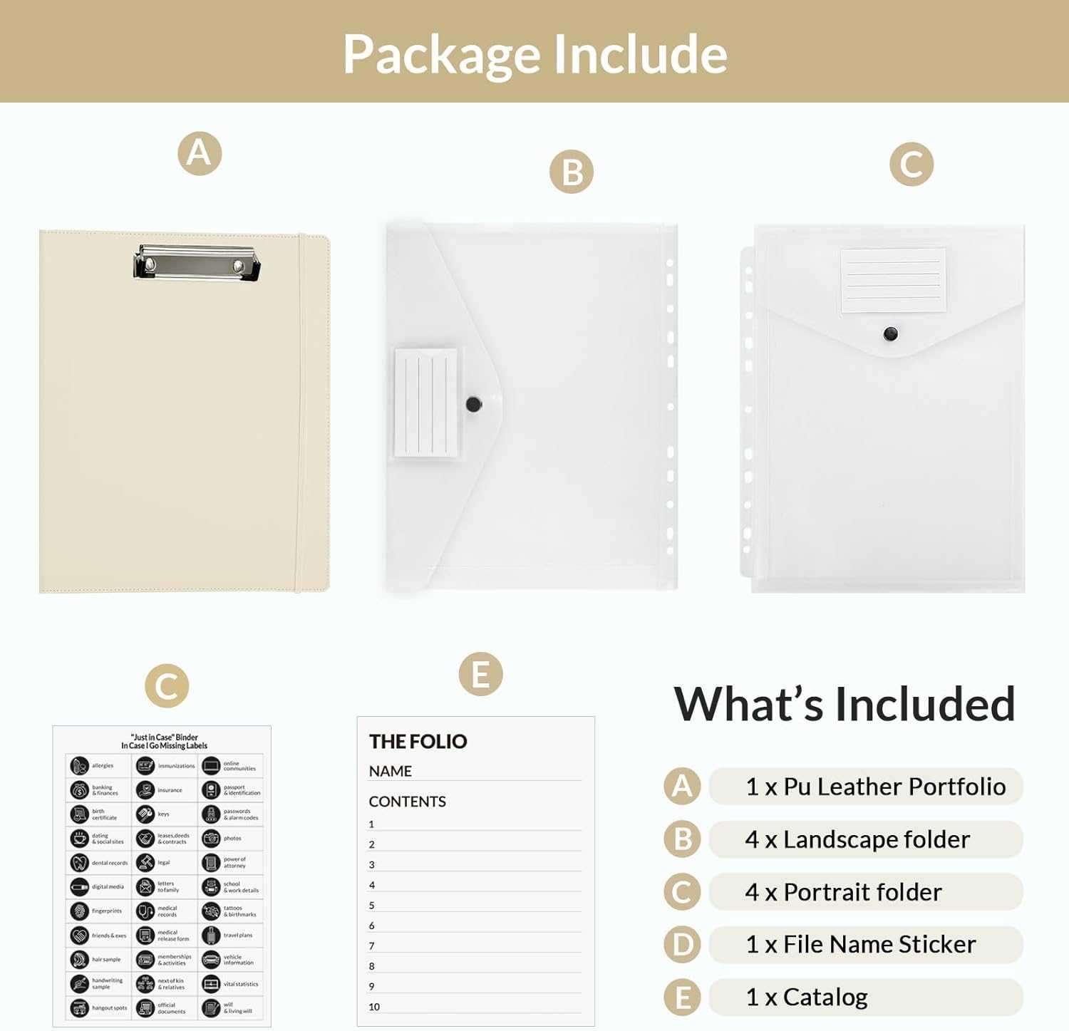 Document Organizer Folio - Emergency/Certificate/Birth Document Binder for Home, Office and School