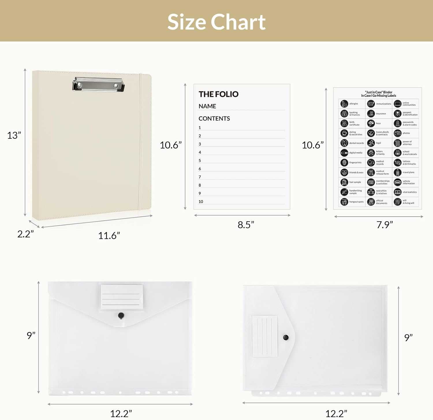 Document Organizer Folio - Emergency/Certificate/Birth Document Binder for Home, Office and School