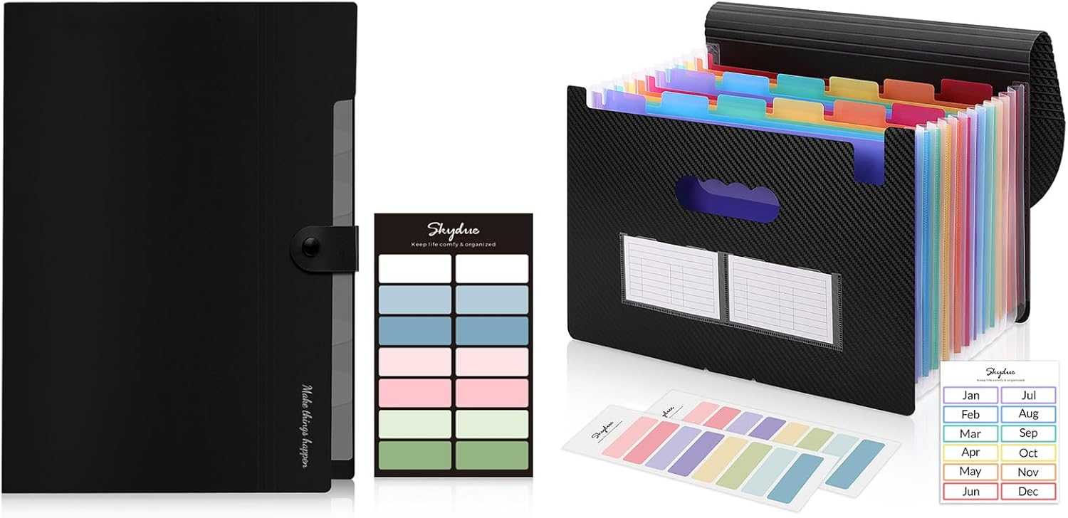 SKYDUE Accordion File Organizer, 13 Pockets & 8 Pockets File Folders