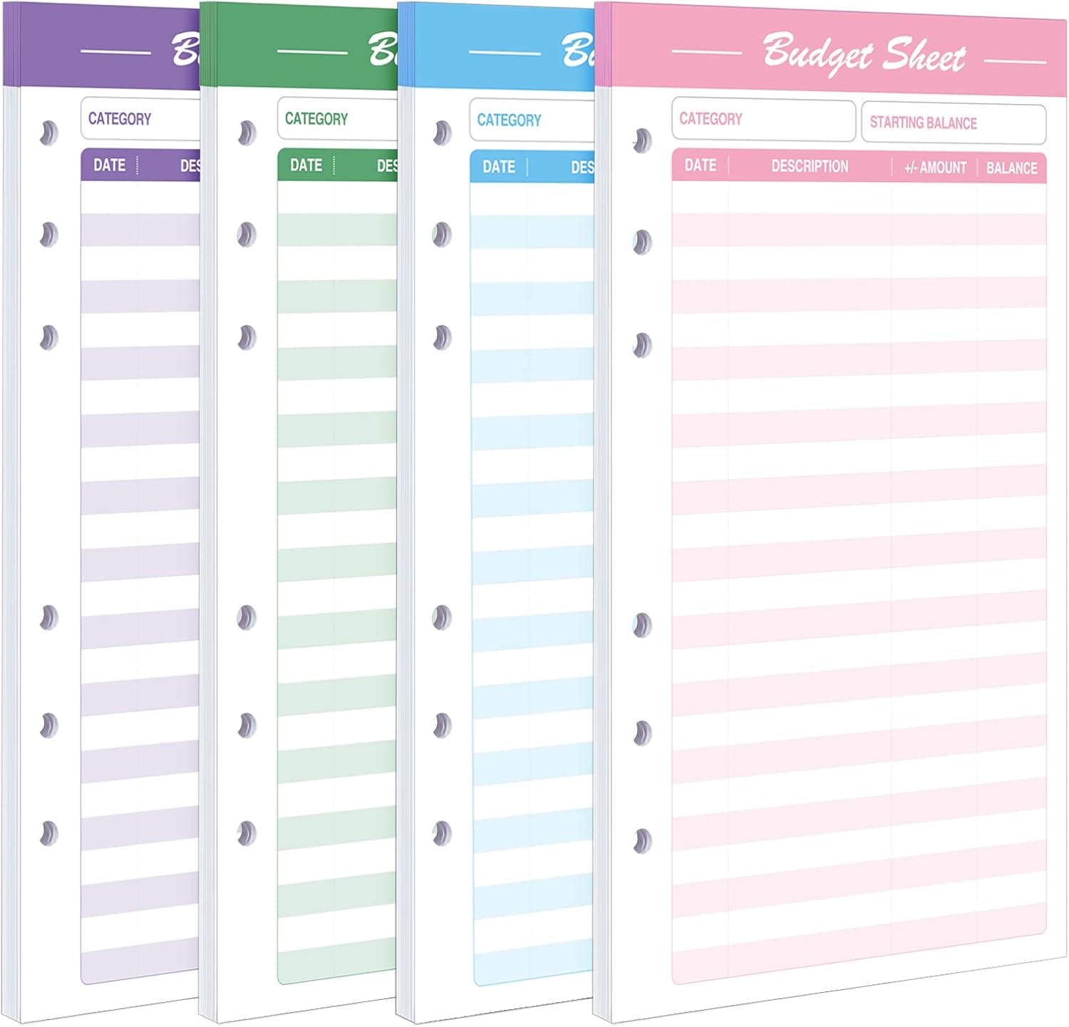 SKYDUE 60pcs Expense Tracker Budget Sheets for A6 Budget Binder,6-Holes Tracking Budget Sheets for Budget Planner