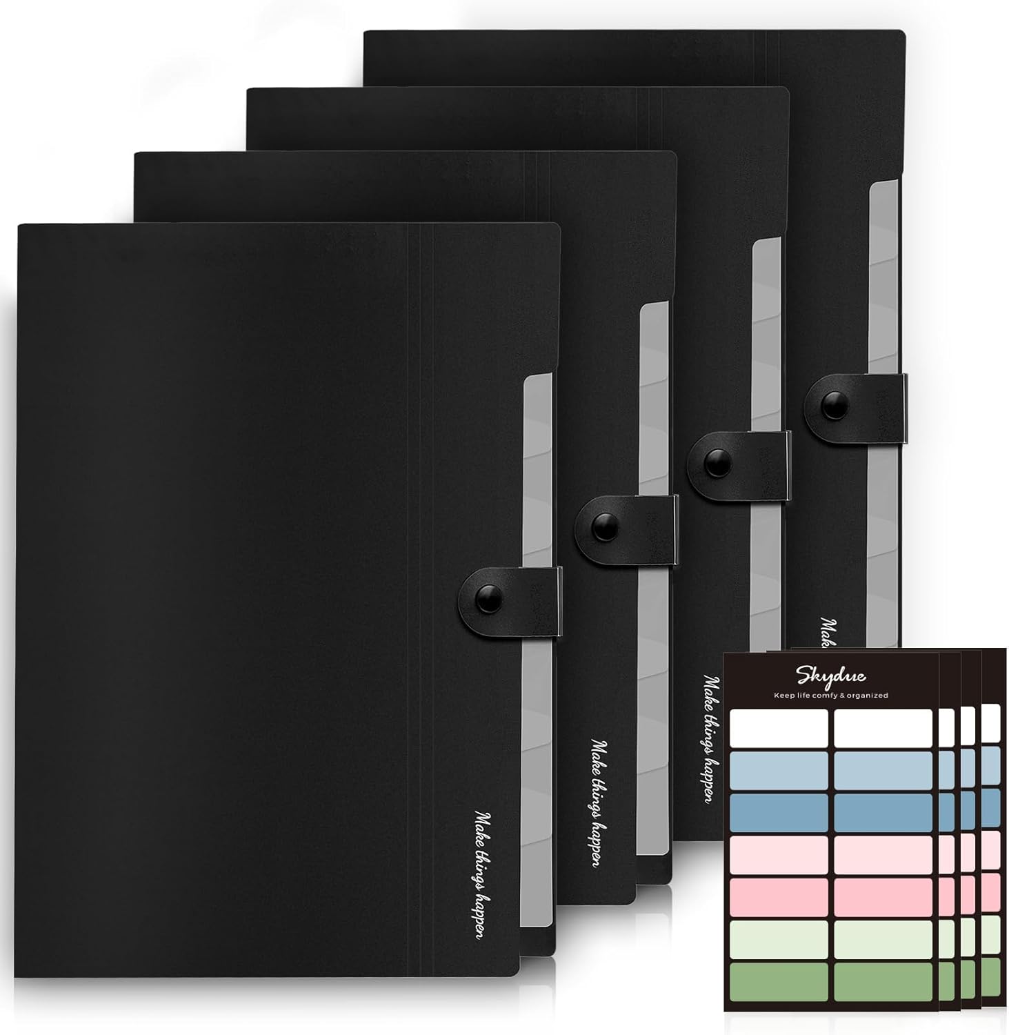 SKYDUE Expanding File Organizer with 8 Pockets, Accordion File Folders with Labels, Portable Document Paper Bill Receipt Organizer, Home College School Office Supplies, Letter Size, Blue
