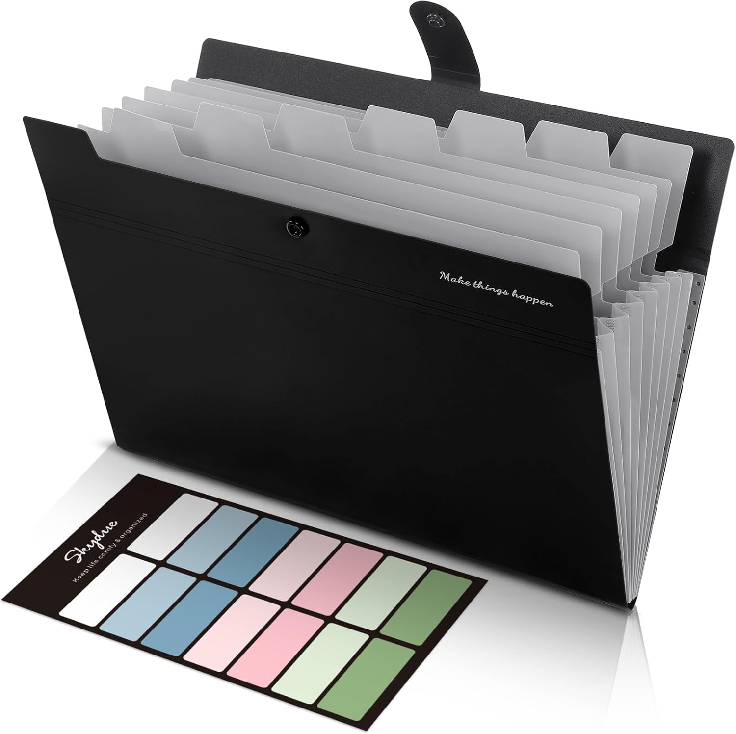 SKYDUE Expanding File Organizer with 8 Pockets, Accordion File Folders with Labels, Portable Document Paper Bill Receipt Organizer, Home College School Office Supplies, Letter Size, Blue