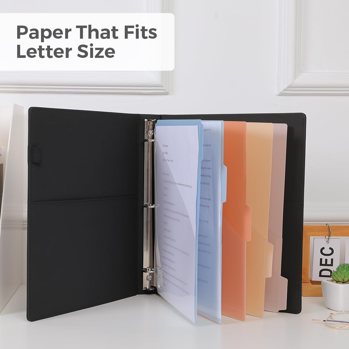 SKYDUE Clipboard Binder with Refillable Notepad, PU Clipboard Folder Includes 5 Dividers with 10 Pockets, Labels, 3 Ring Binder 1 Inch for School Office (Fit Letter Sized Paper),Olivegreen