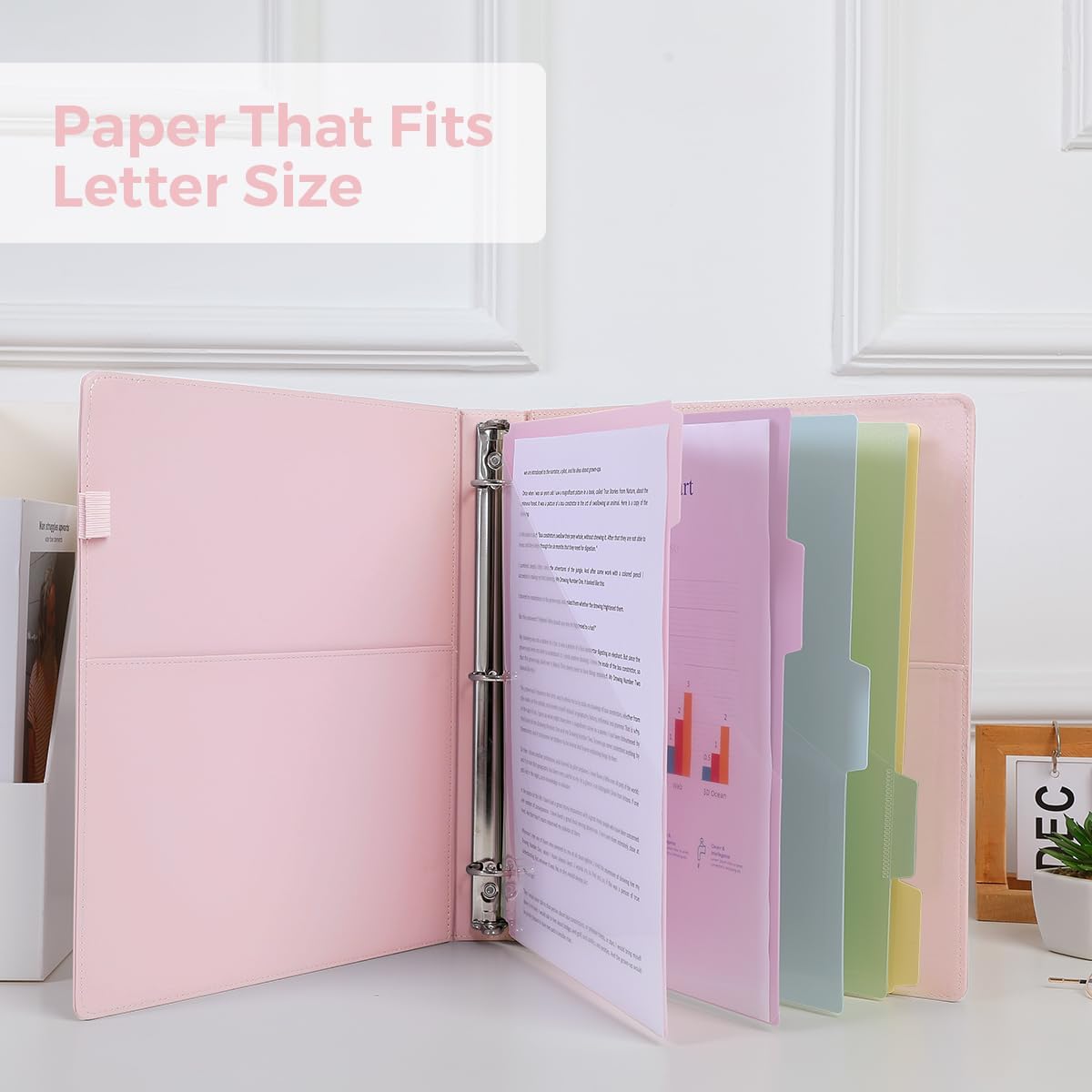 SKYDUE Clipboard Binder with Refillable Notepad, PU Clipboard Folder Includes 5 Dividers with 10 Pockets, Labels, 3 Ring Binder 1 Inch for School Office (Fit Letter Sized Paper),Olivegreen