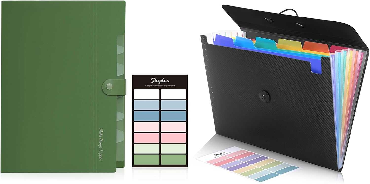 SKYDUE Expanding File Folders, Accordion File Organizer with Labels