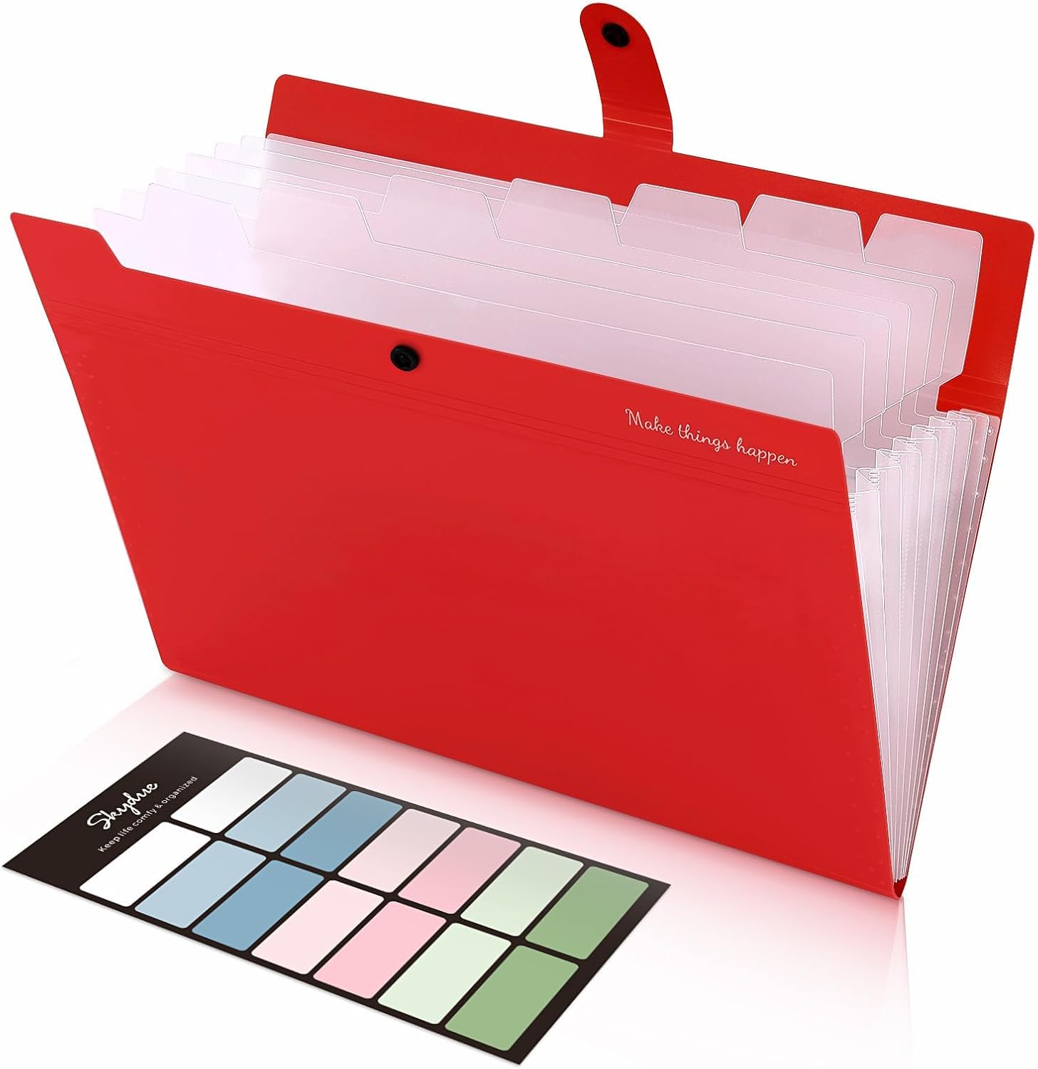 SKYDUE Expanding File Organizer with 8 Pockets, Accordion File Folders with Labels, Portable Document Paper Bill Receipt Organizer, Home College School Office Supplies, Letter Size, Blue