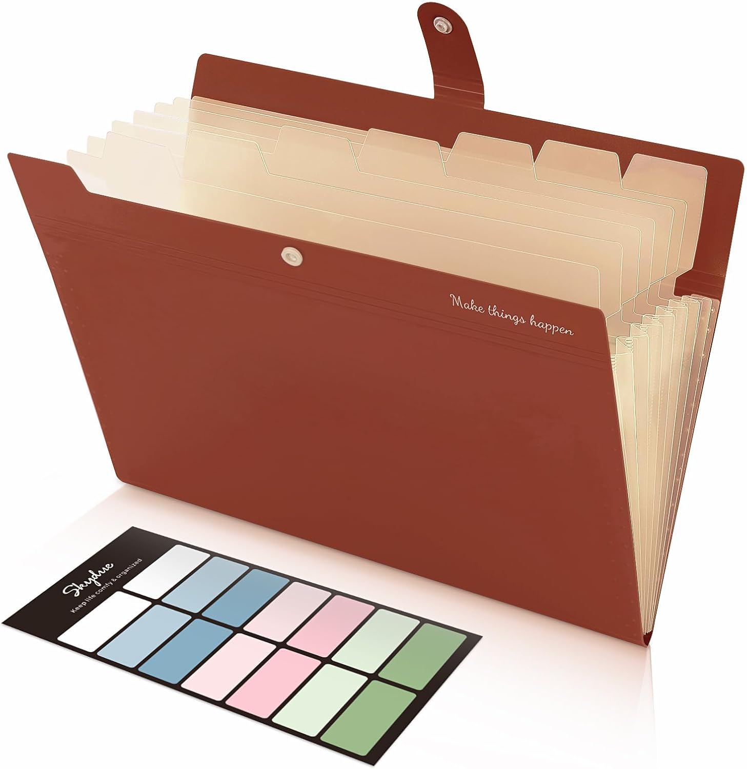 SKYDUE Expanding File Organizer with 8 Pockets, Accordion File Folders with Labels, Portable Document Paper Bill Receipt Organizer, Home College School Office Supplies, Letter Size, Blue
