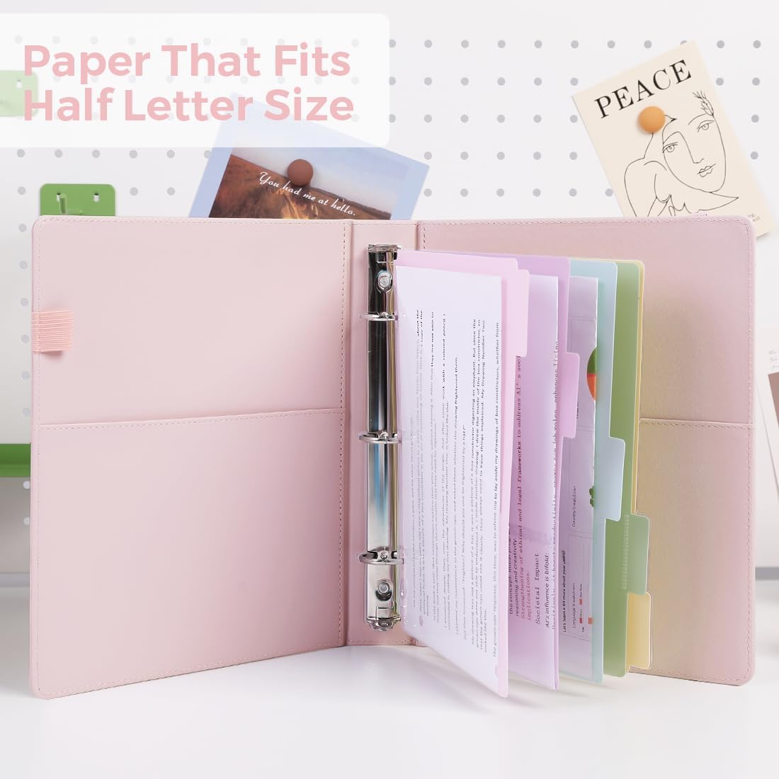 SKYDUE Clipboard Binder with Refillable Notepad, PU Clipboard Folder Includes 5 Dividers with 10 Pockets, Labels, 3 Ring Binder 1 Inch for School Office (Fit Letter Sized Paper),Olivegreen
