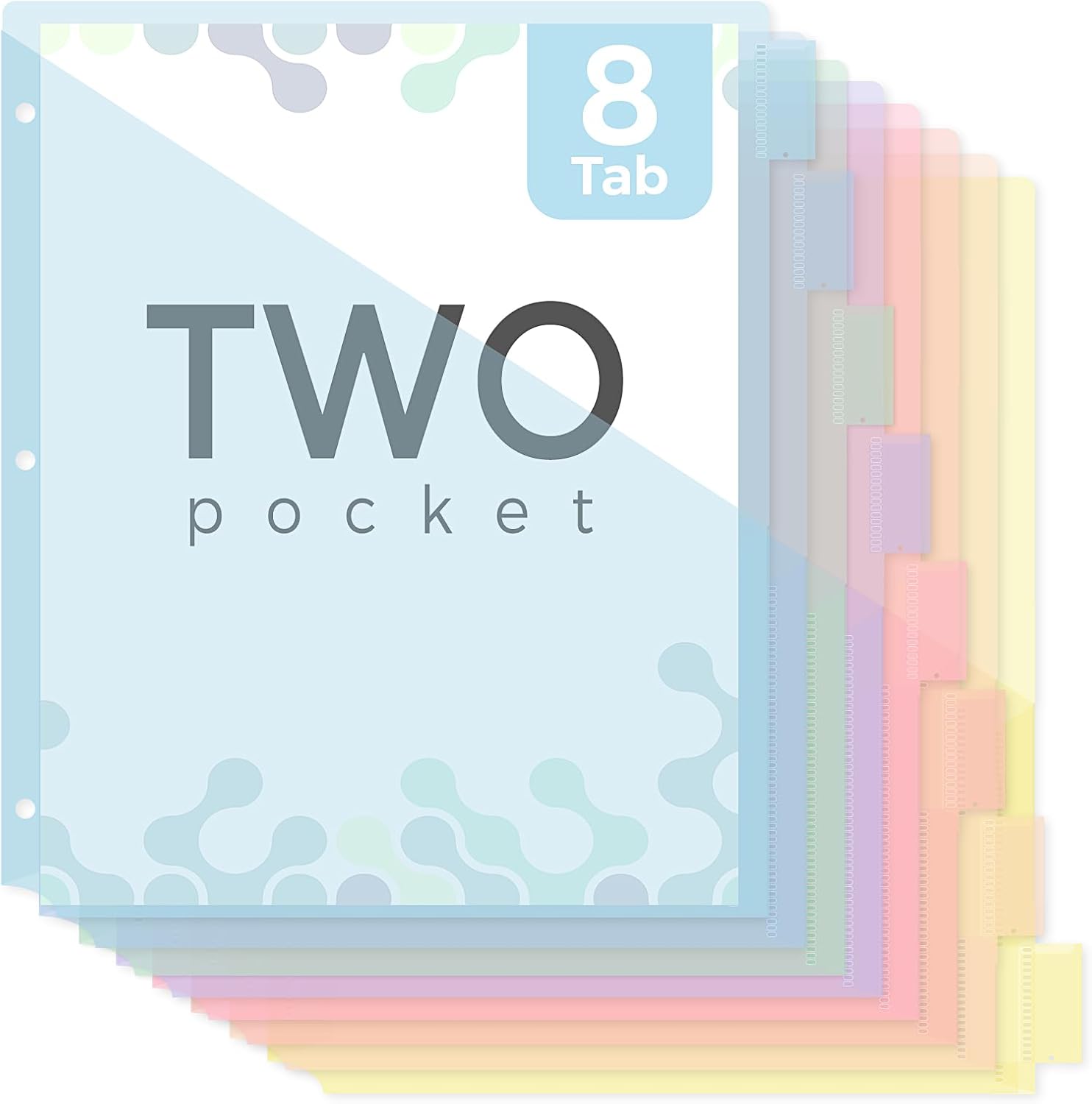 SKYDUE Pastel Binder Dividers with Tabs and Pockets - Soft Plastic Dividers for 3 Ring Binder, Includes 16 Blank Index Labels, for School & Office Organization, Pink