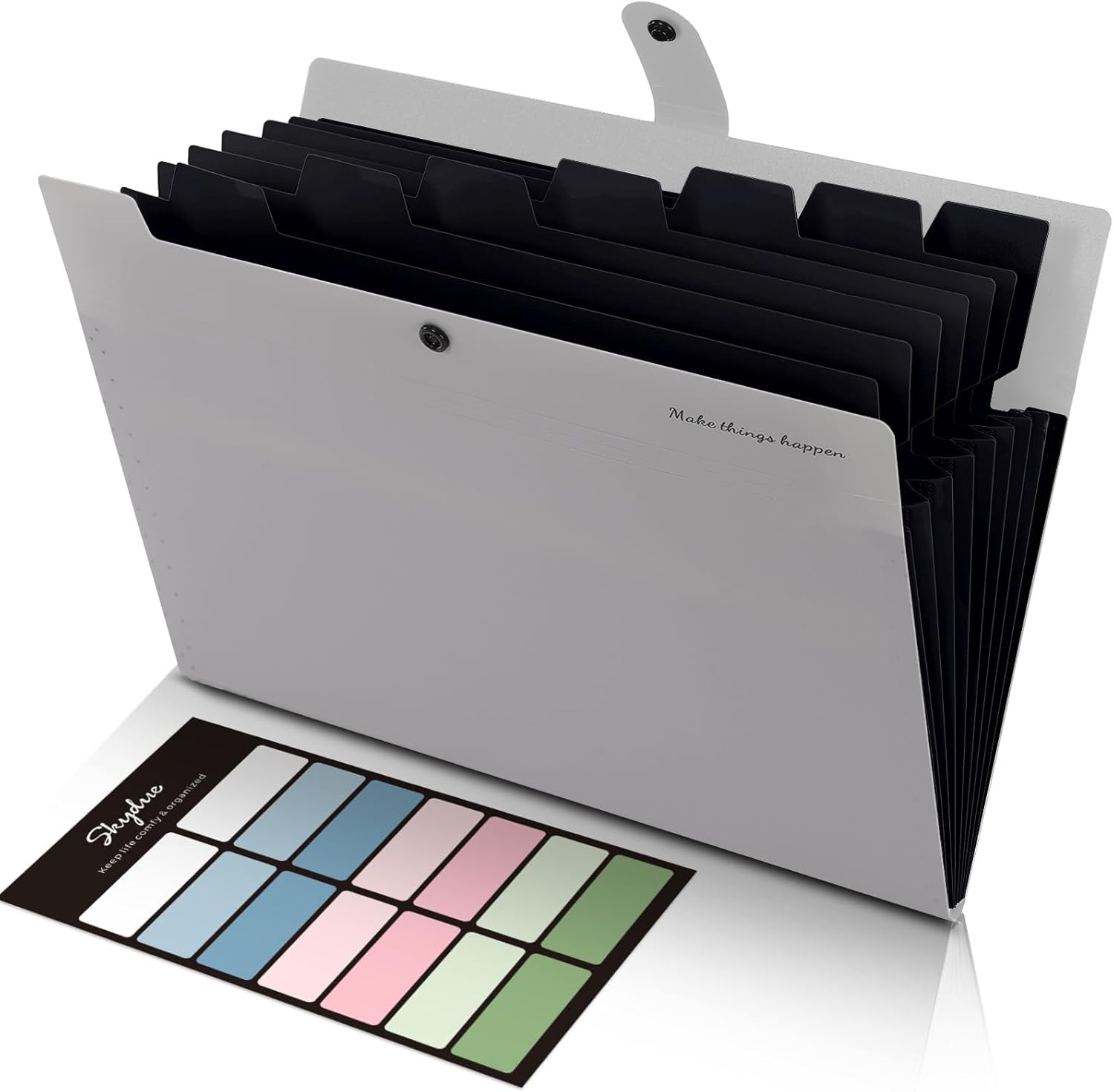SKYDUE Expanding File Organizer with 8 Pockets, Accordion File Folders with Labels, Portable Document Paper Bill Receipt Organizer, Home College School Office Supplies, Letter Size, Blue