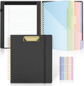 SKYDUE Clipboard Folder with Storage, 6 Dividers with 12 Pockets for Letter Size, Storage Clipboard Folio with Refillable Notepad, Spiral Clipboards Padfolio for Teacher Worker Supplies