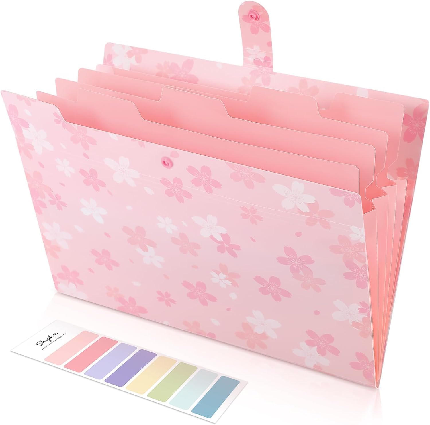 SKYDUE Expanding File Folder with 5 Pockets, Floral Accordion File Organizer for Important Document, Portable Receipt Paper Organizer, School Office Supplies Black