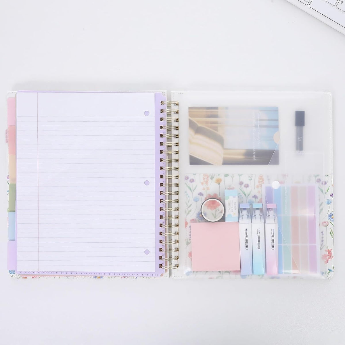 SKYDUE Clipboard Folder with Storage, 6 Dividers with 12 Pockets for Letter Size, Storage Clipboard Folio with Refillable Notepad, Spiral Clipboards Padfolio for Teacher Worker Supplies