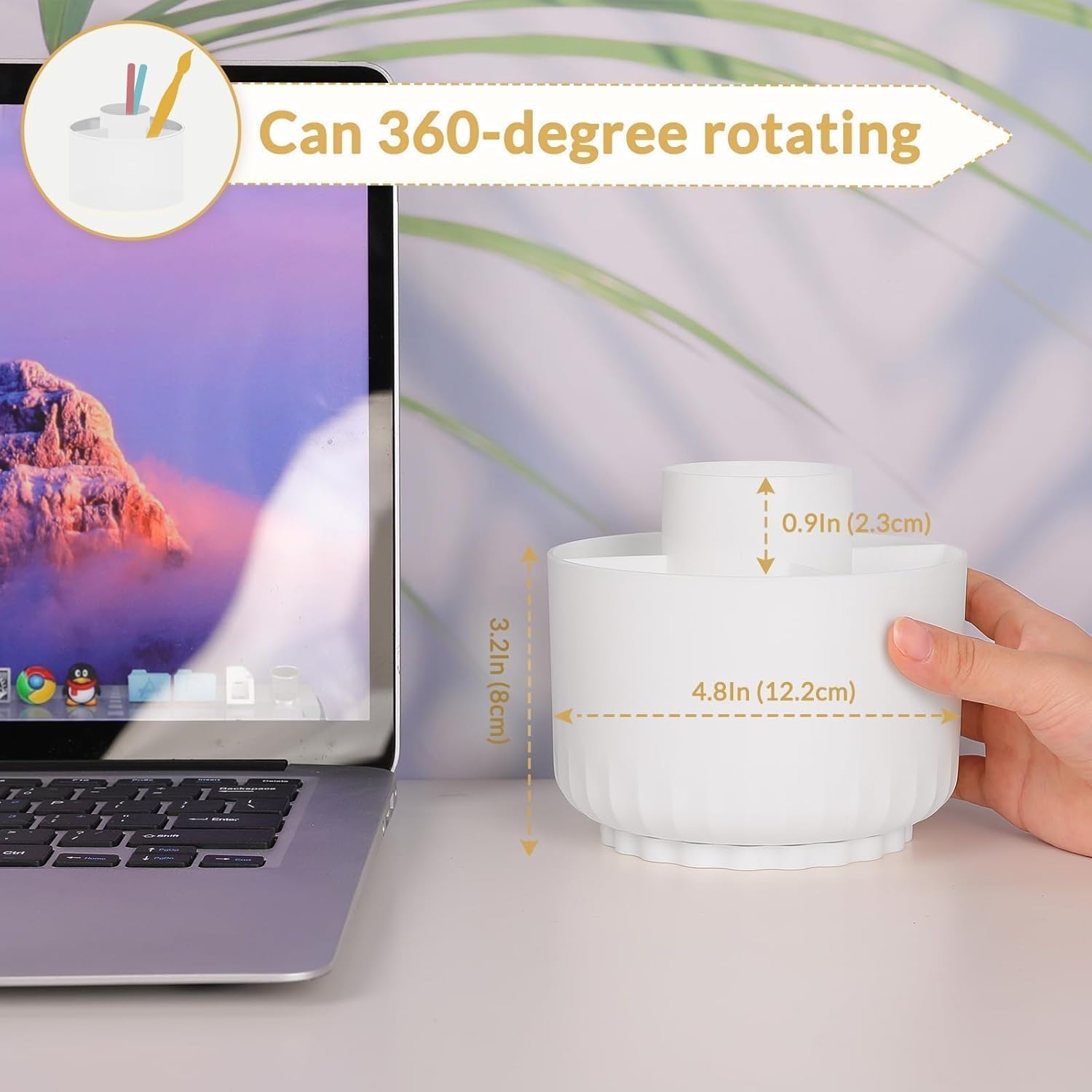 SKYDUE 360 Degree Rotating Pencil Pen Holder for Desk, Dual-Purpose Desk Organizer, Rotating Pencil Cup with 5 Slots, Office Supplies, Desk Decor for Office, School, Home