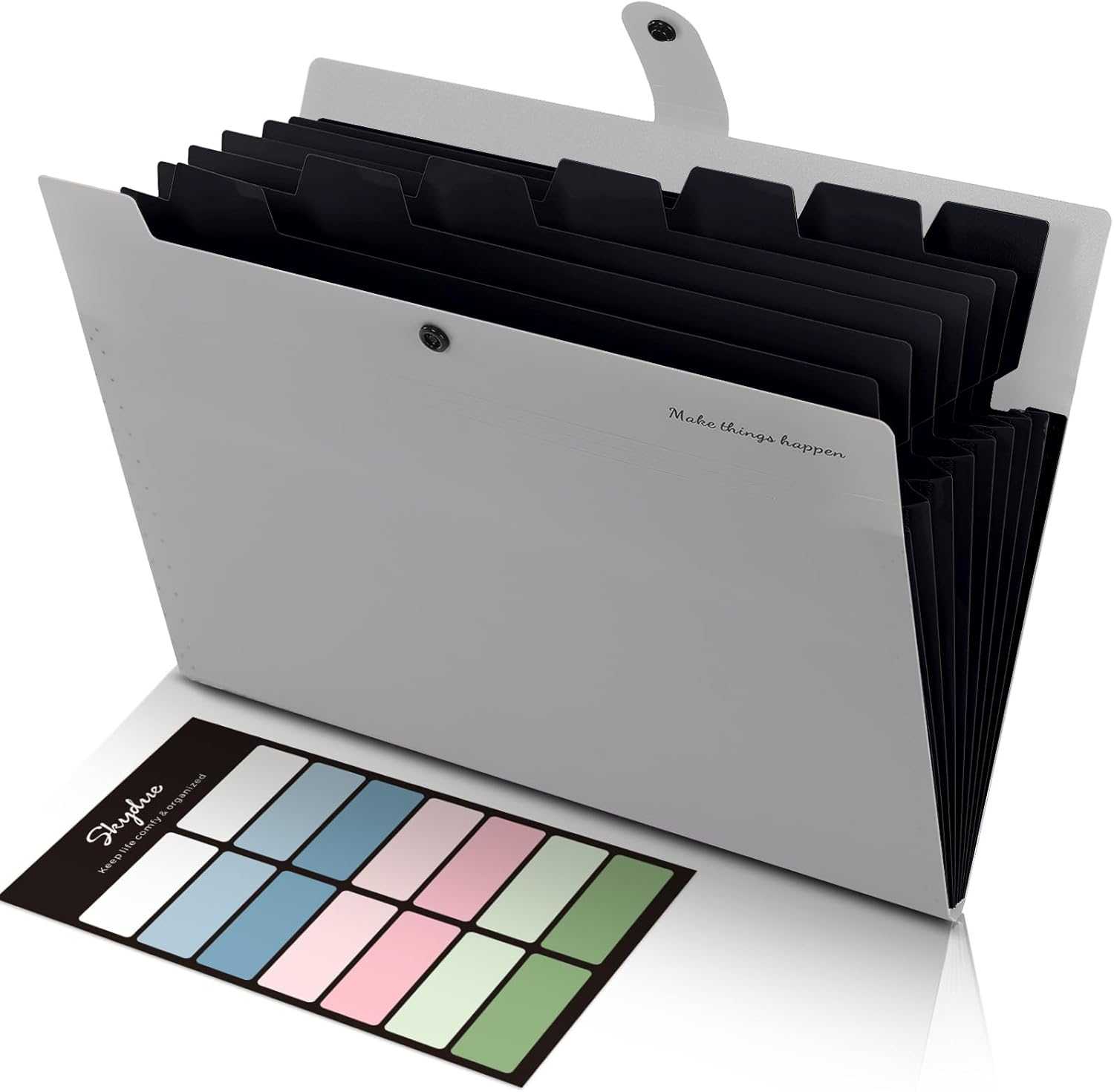 SKYDUE Accordion File Organizer, 8 Pockets Expanding File Folder &Plastic Pocket Folders，2 Pockets and 3 Dividers, Letter Size – Fits 3-Ring Binders