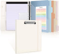 SKYDUE Clipboard Binder with Refillable Notepad, PU Clipboard Folder Includes 5 Dividers with 10 Pockets, Labels, 3 Ring Binder 1 Inch for School Office (Fit Letter Sized Paper),Olivegreen