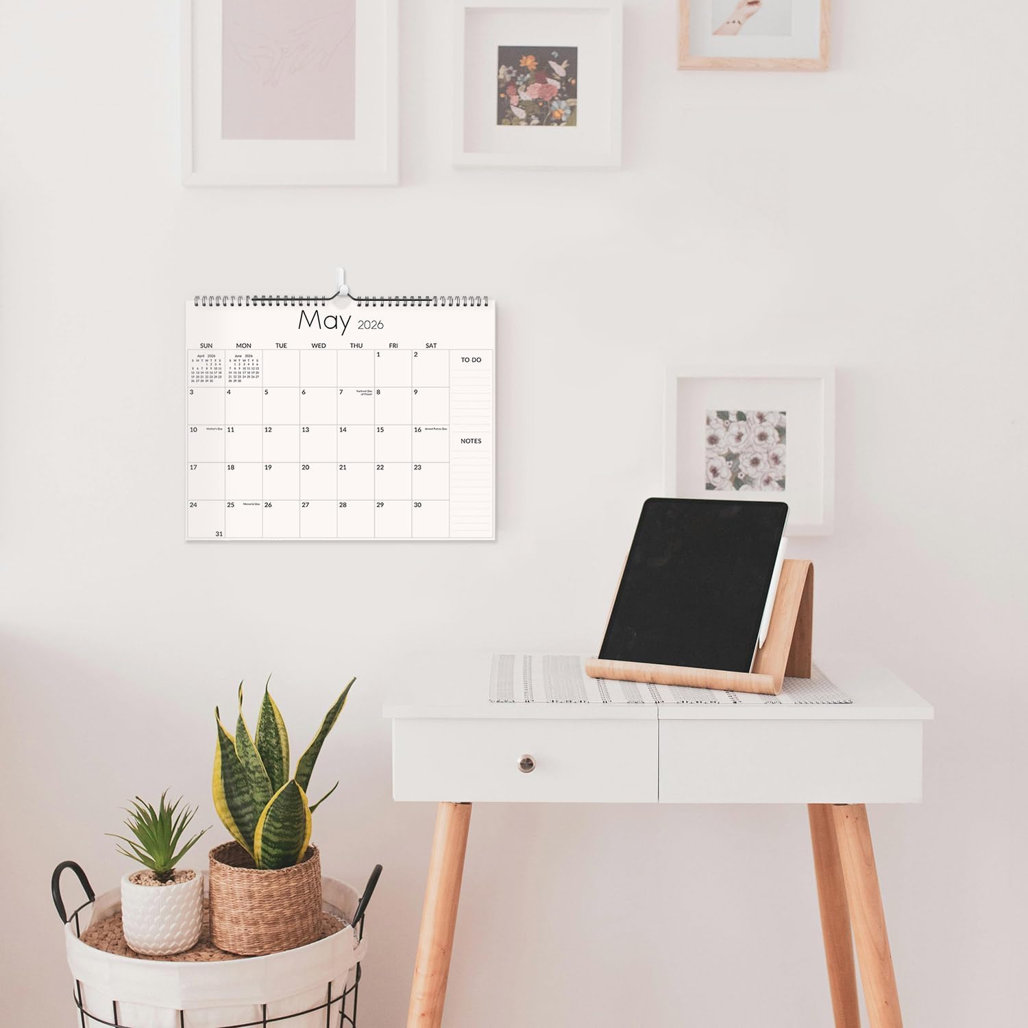 SKYDUE Wall Calendar 2026-2027, Jan 2026 to Jun 2027 18 Months 2026 Wall Calendar with Planner Stickers, 14.5" x 11.5", Black