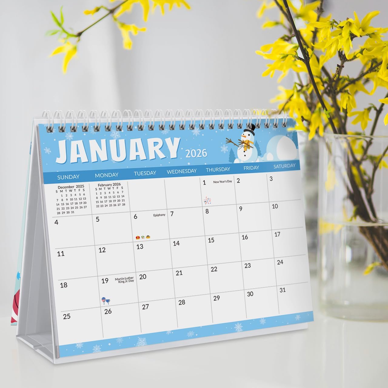 SKYDUE Small Desk Calendar 2026-2027, Apr. 2026 to Dec. 2027, 21 Months Small Desk Calendar with Planner Stickers, 8.5" x 7" Desktop Calendar Planner, Kraft