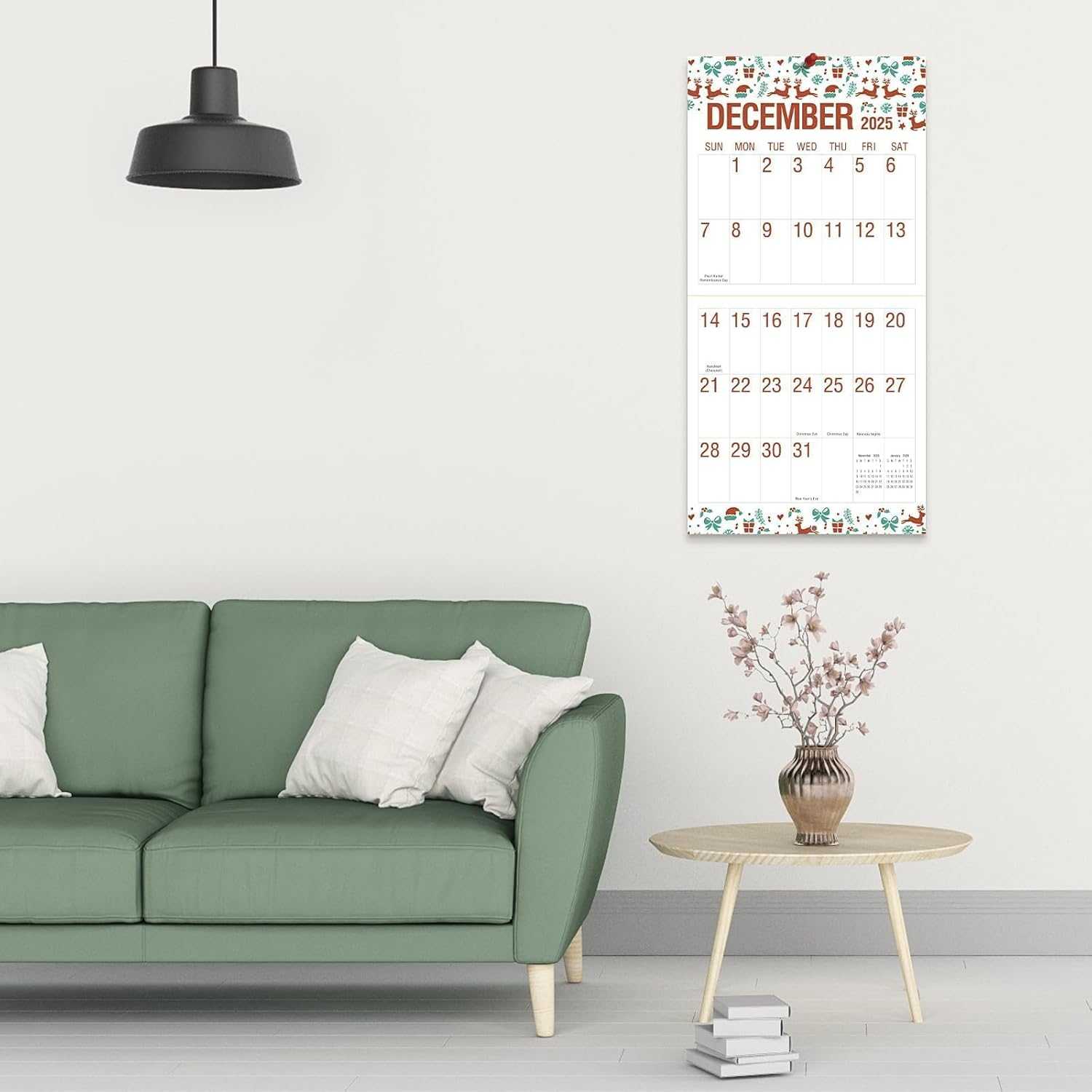 SKYDUE Calendar 2026, Large Print Monthly Wall Calendar, Nov 2025 - Dec 2026 14-Month Big Grid Wall Calendar for Home Office 12" x 24"(Open)