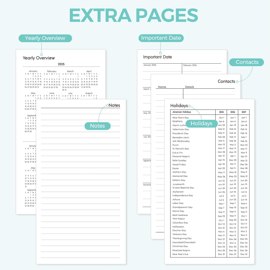 SKYDUE Pocket Calendar 2026-2027, Monthly Planner Jan 2026- Dec 2027 for Purse, 6.7" x 3.7" 2 Year Small Pocket Planner, Compact Design with Plastic Sleeve Blue
