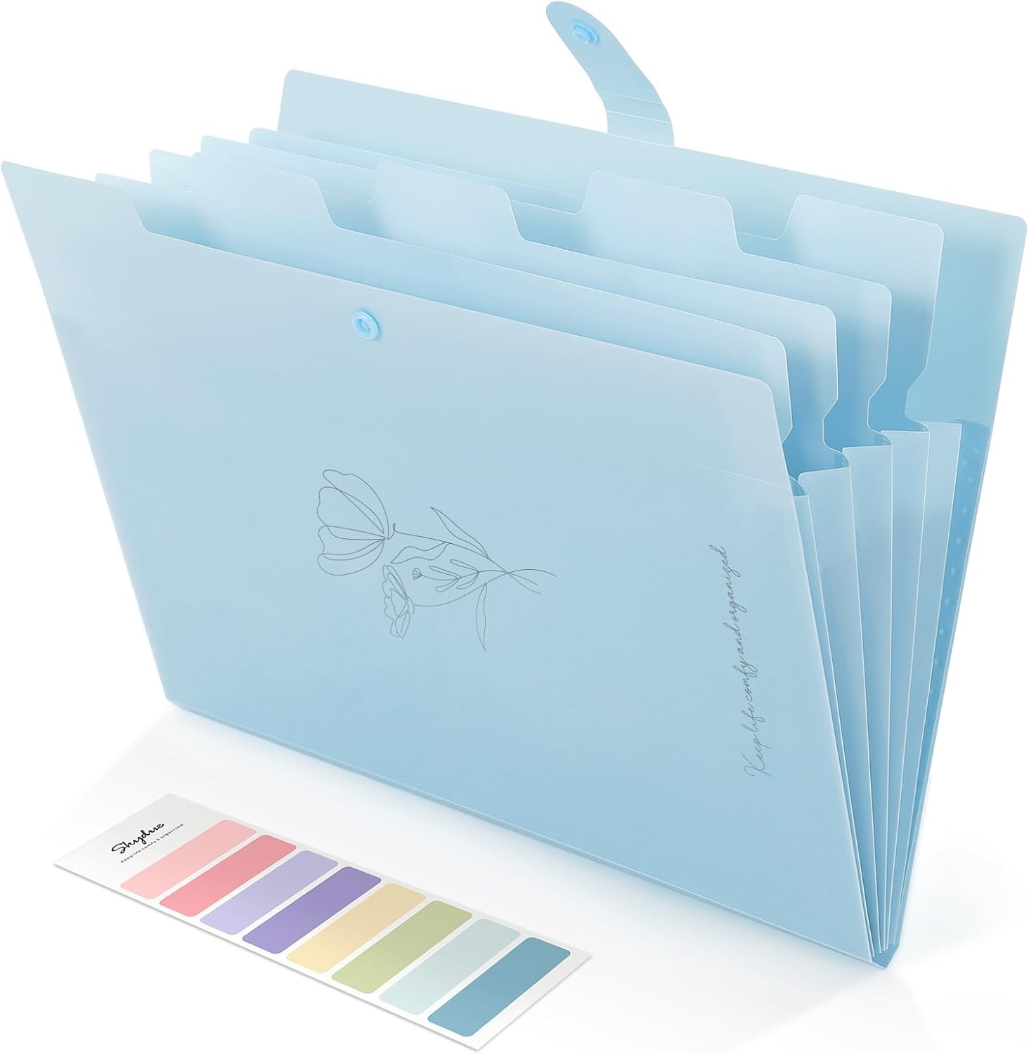 SKYDUE Expanding File Folder with 5 Pockets, Aesthetic Accordion File Organizer, Portable Document Paper Bill Receipt Organizer, School Office Supplies, Letter/A4 Size, (1, Pea Green)