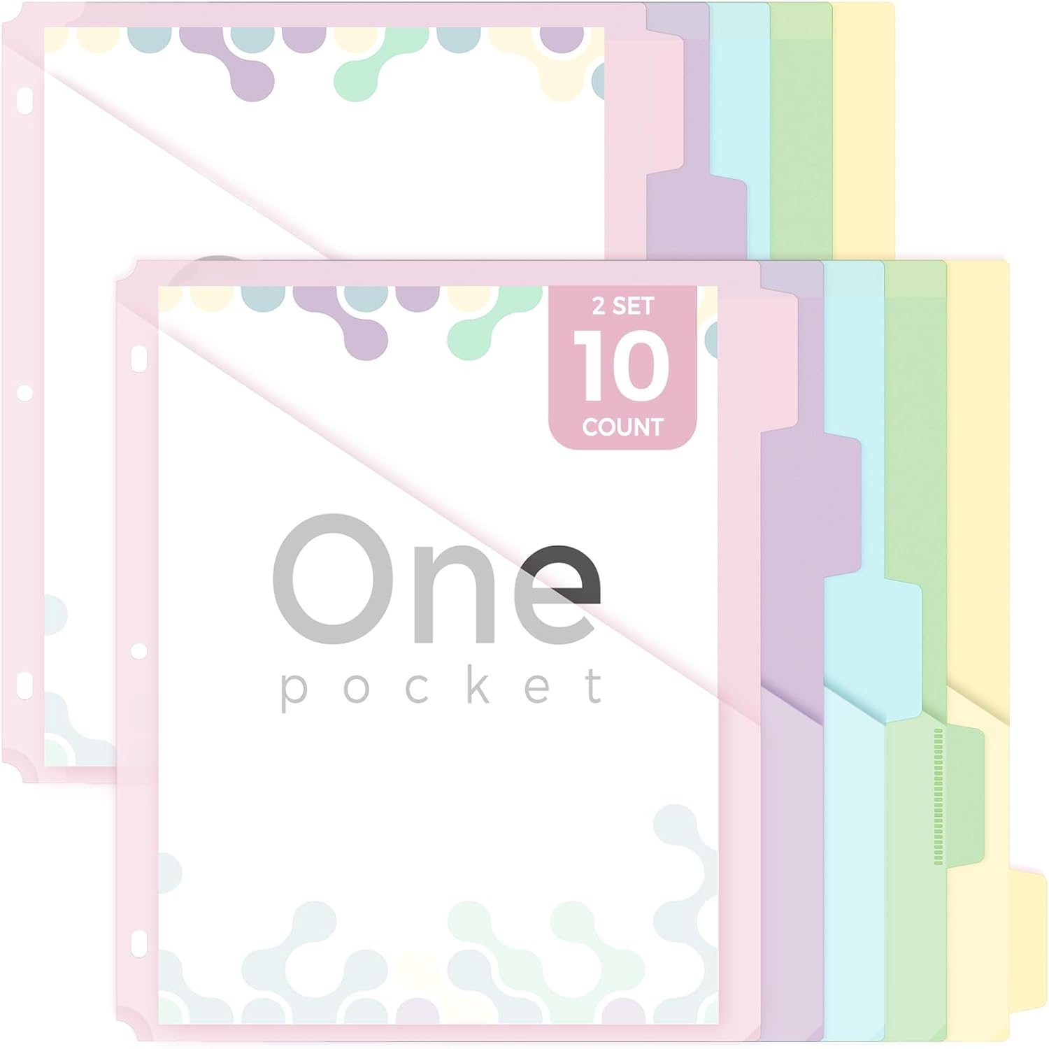 SKYDUE Binder Dividers with Tabs and Pockets – 5-Pack for 3-Ring Binders, Writable Tabs, Durable & Tear-Resistant, Pink