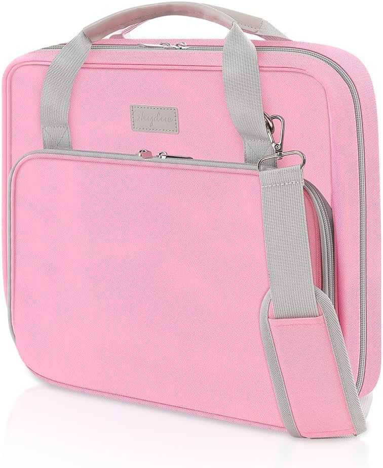 SKYDUE Zipper Binder 3 Inch D-Ring School with Binder Dividers, 5 Tabs Dividers, Pack of 2 Set, Pink