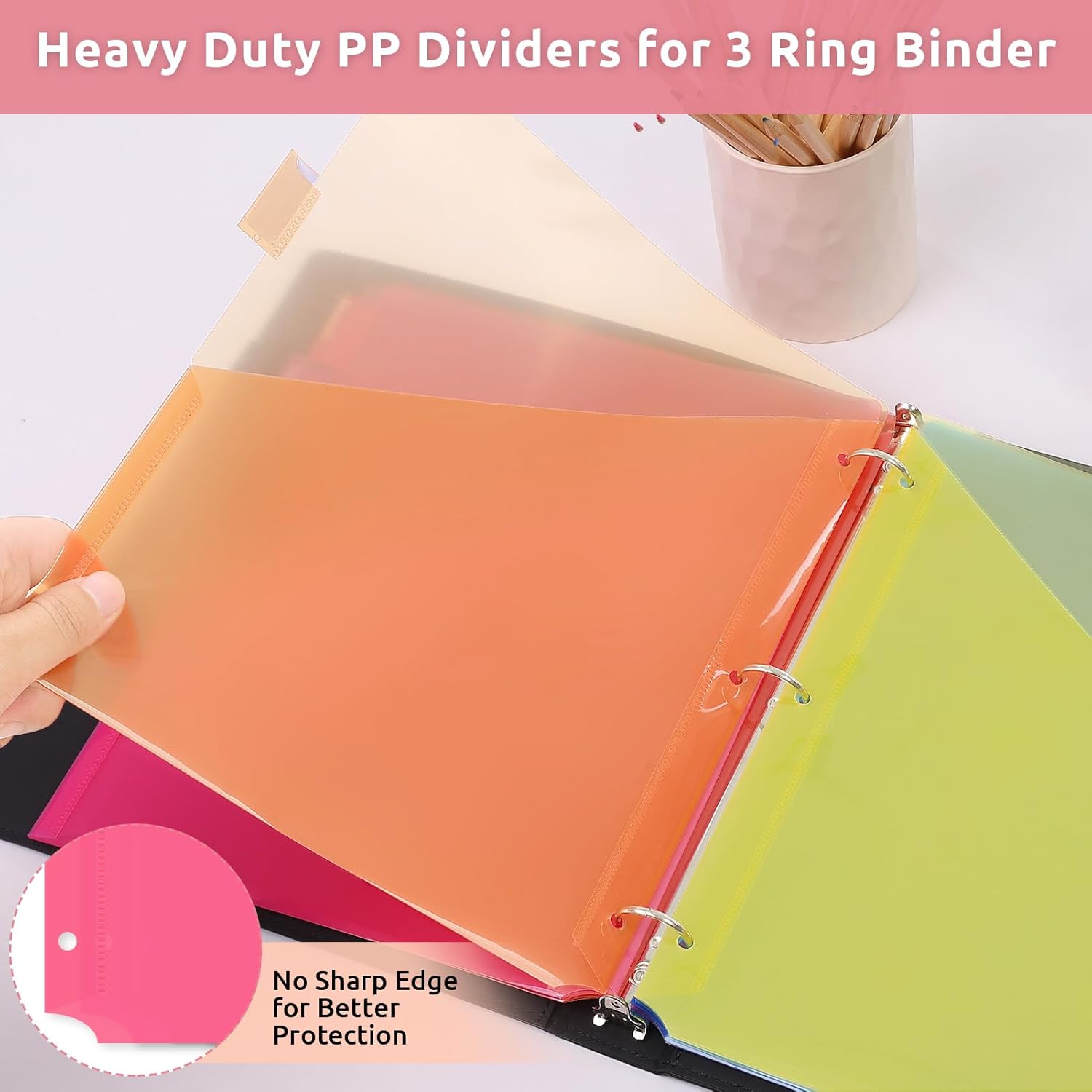 SKYDUE Binder Dividers with Tabs and Pockets,8 Tab Dividers for 3 Ring Binder, Plastic Binder Dividers with 2 Pockets & 16 Blank Labels, Blue