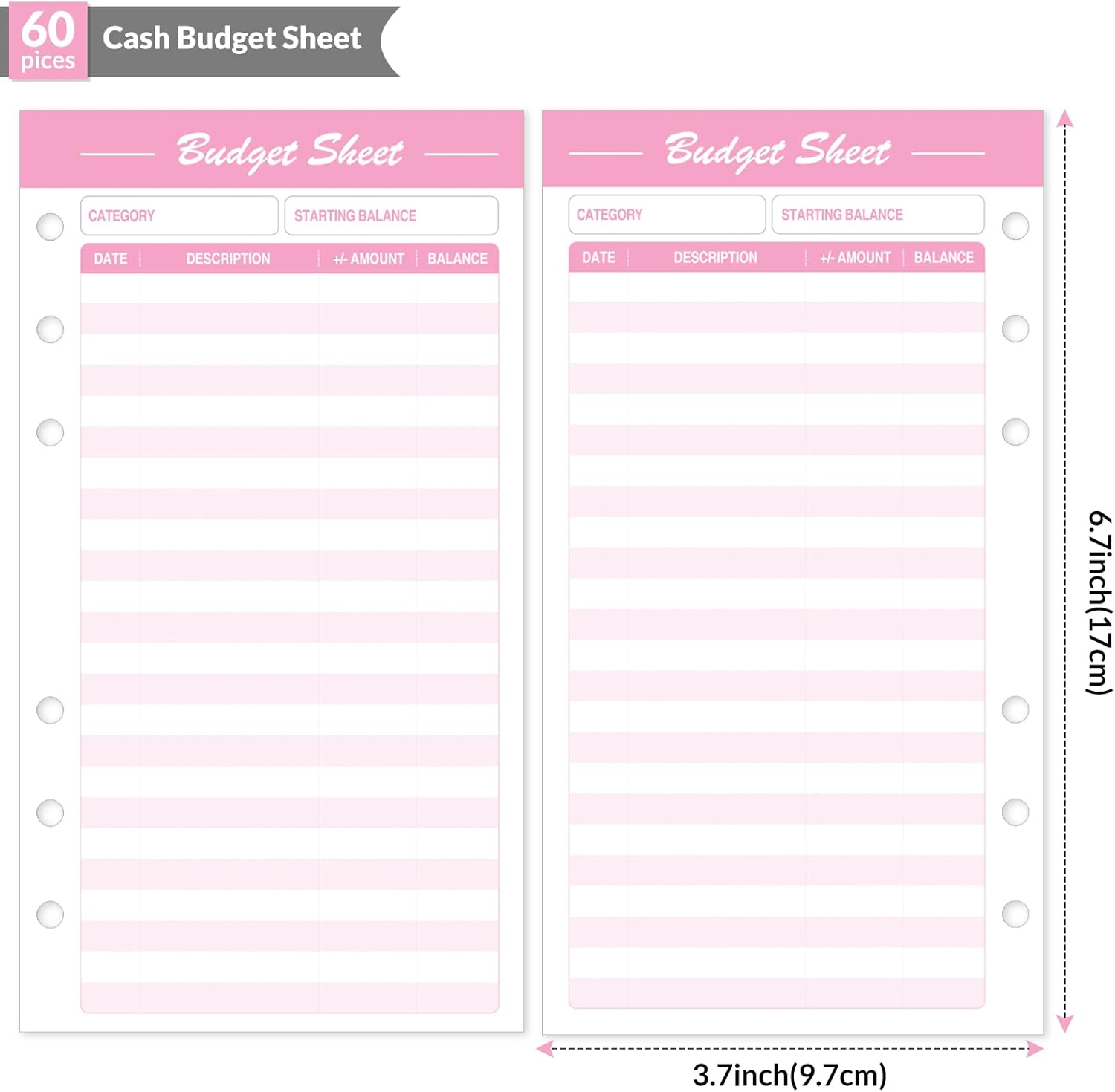 SKYDUE 60pcs Expense Tracker Budget Sheets for A6 Budget Binder,6-Holes Tracking Budget Sheets for Budget Planner