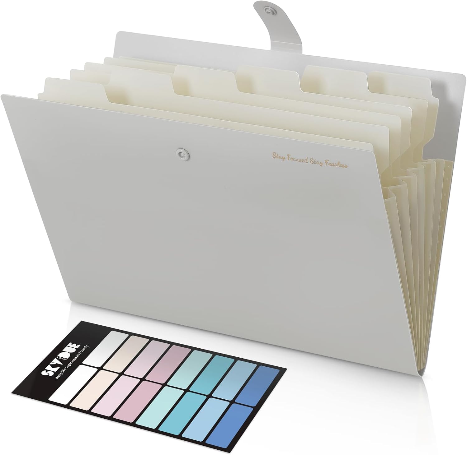 SKYDUE 7-Pocket Expanding File Folder, Professional Accordion Document Organizer with Labels, Portable Paper Receipt Holder for Office Home Business, Letter/A4 Size Green